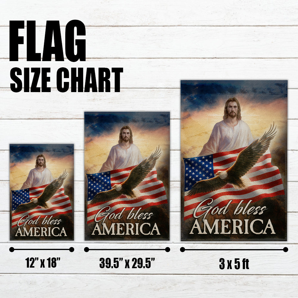 Christian Patriotic Flag - God Bless America with Jesus, Bald Eagle, and American Flag-W090725-10-mk4