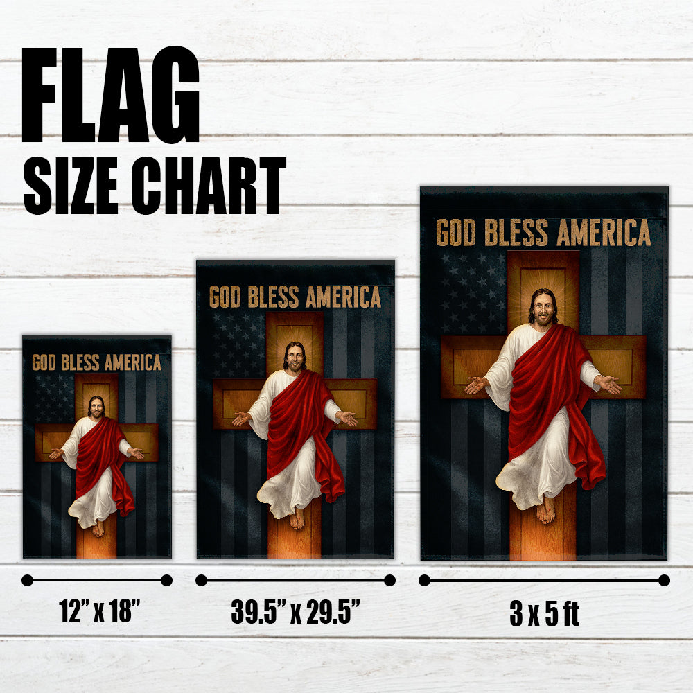 Christian Patriotic Flag - God Bless America with Jesus on the Cross and Subtle American Flag-W090725-9-mk4