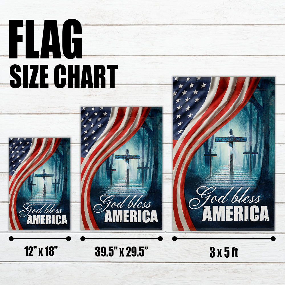 Christian Patriotic Flag - God Bless America with Three Crosses and Stars-W100725-4-mk4
