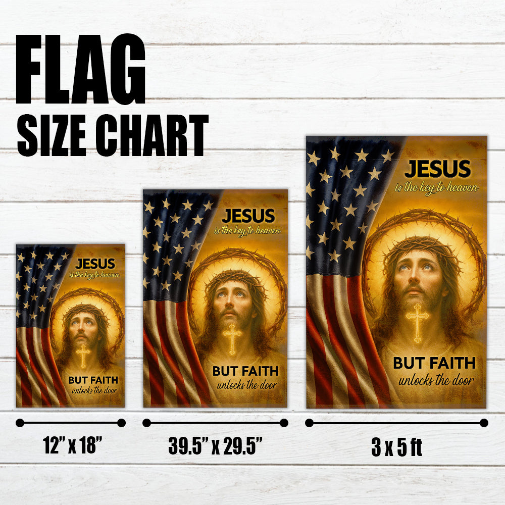 Christian Patriotic Flag - Jesus Is the Key to Heaven, Faith Unlocks the Door-W100725-2-mk4
