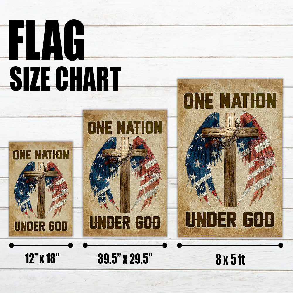 Christian Patriotic Flag - One Nation Under God with Wooden Cross and Flag Wings-W100725-6-mk4