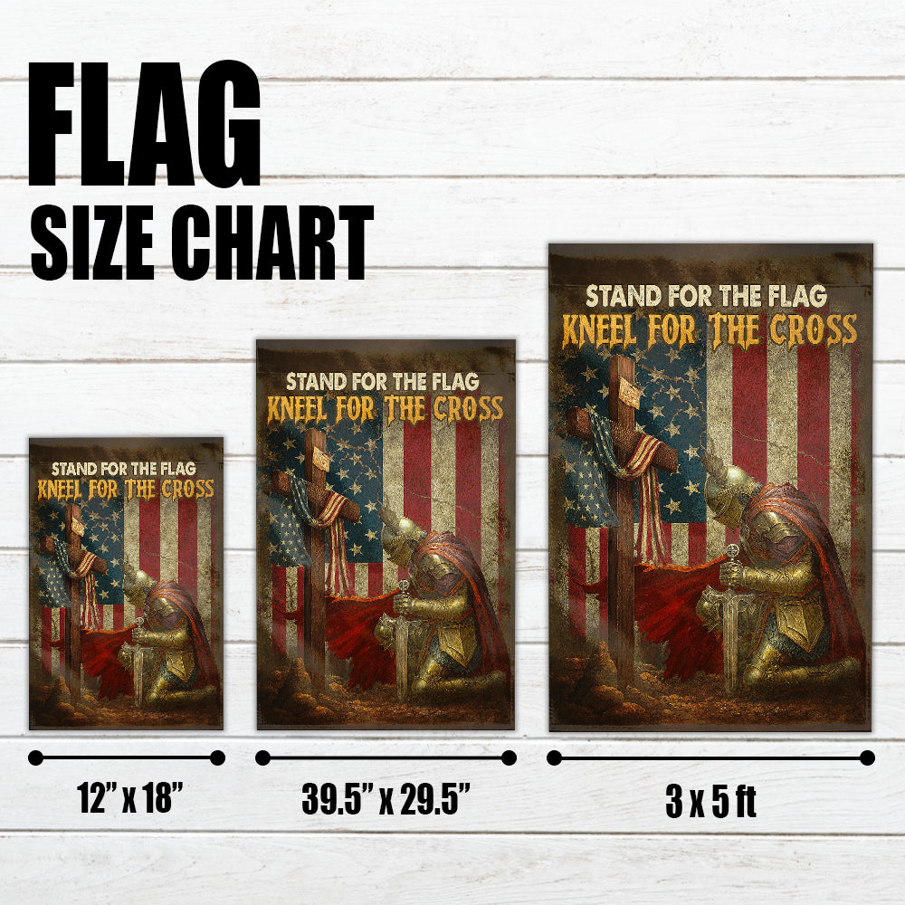 Christian Patriotic Flag - Stand for the Flag, Kneeling Soldier and Cross with U.S. Flag-W100725-5-mk4