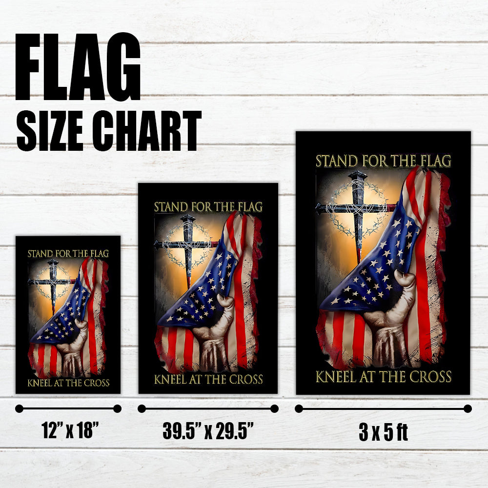 Christian Patriotic Flag – Stand for the Flag, Kneel at the Cross – Outdoor American Flag with Cross for Garden or Porch-W-050725-4-mk4
