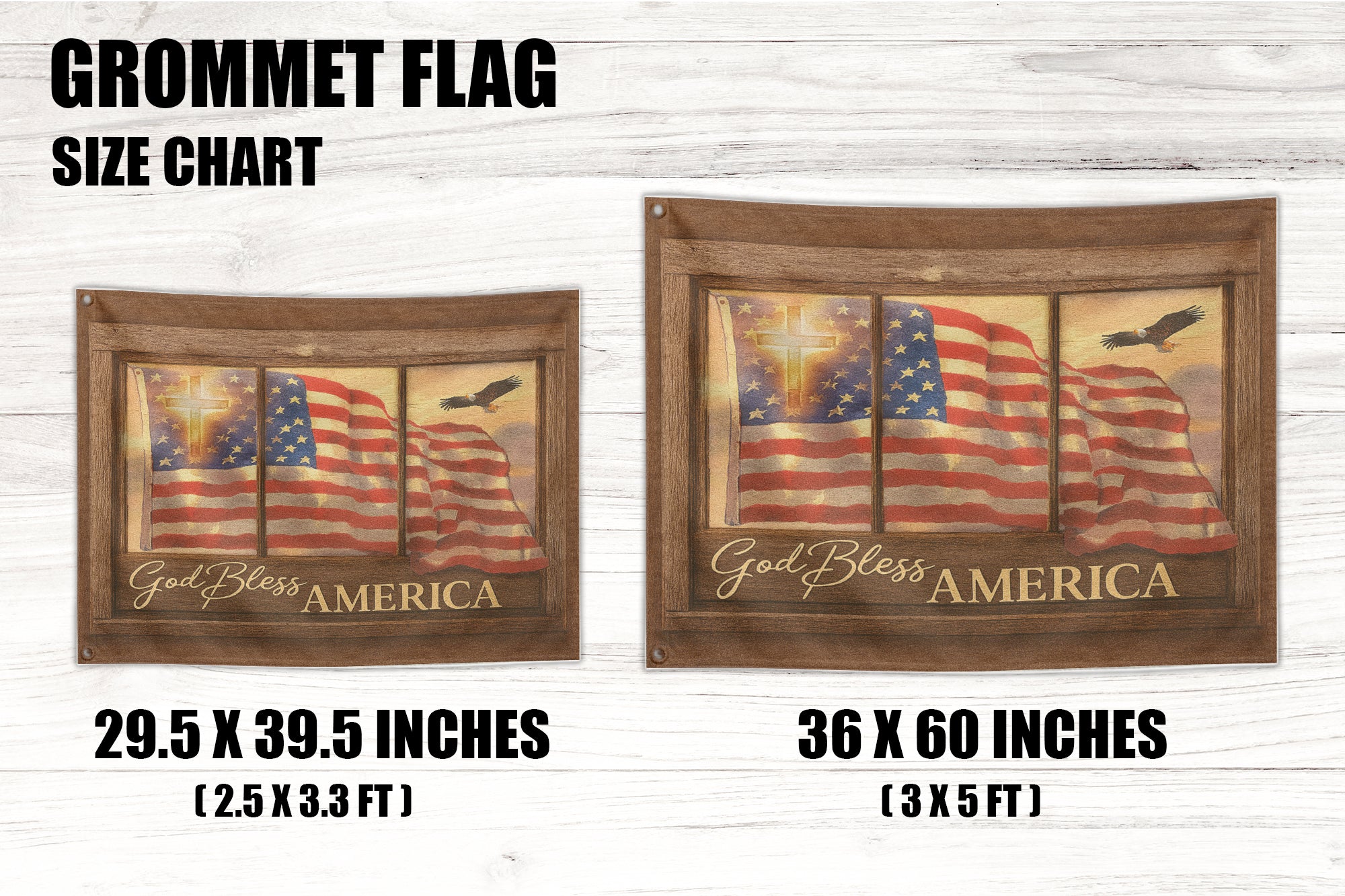 Christian Patriotic House Flag - God Bless America with Cross, Eagle, and American Flag -W080725-11-mk5