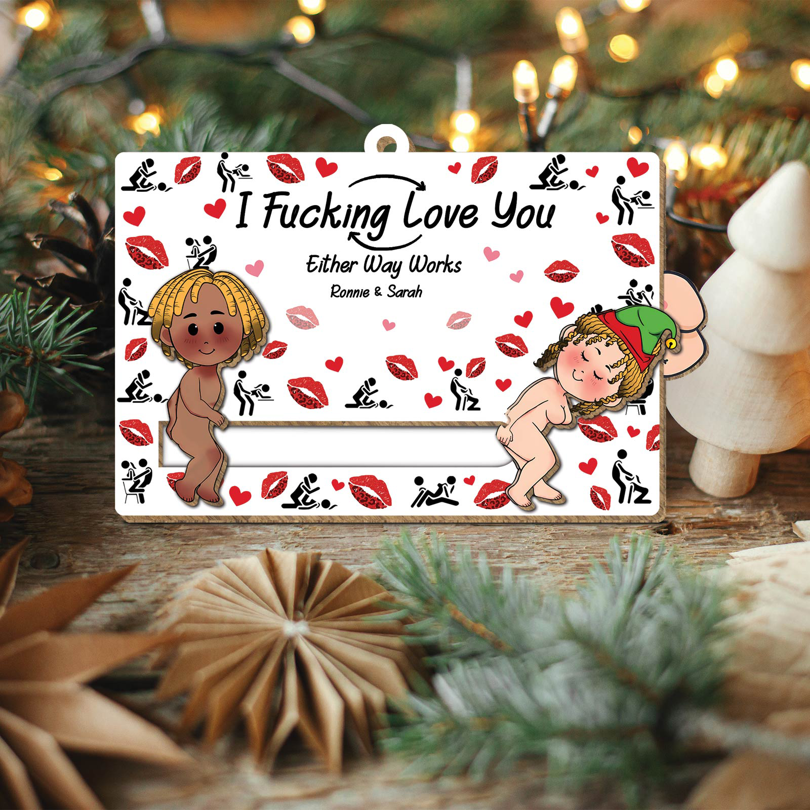 Couple - I Fucking Love You - Personalized Wooden Slider Ornament-CVK290725P09-Mk-4