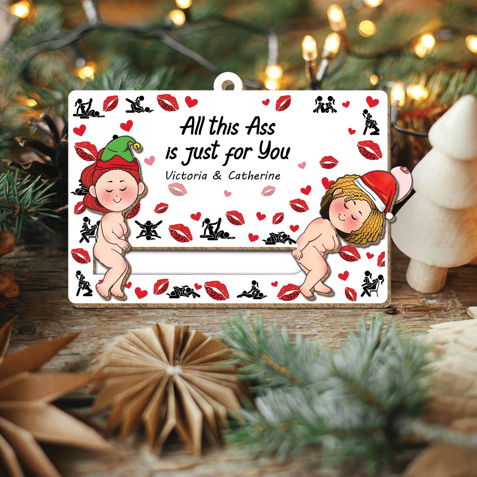 Couple - I Fucking Love You - Personalized Wooden Slider Ornament-CVK290725P09-Mk-5