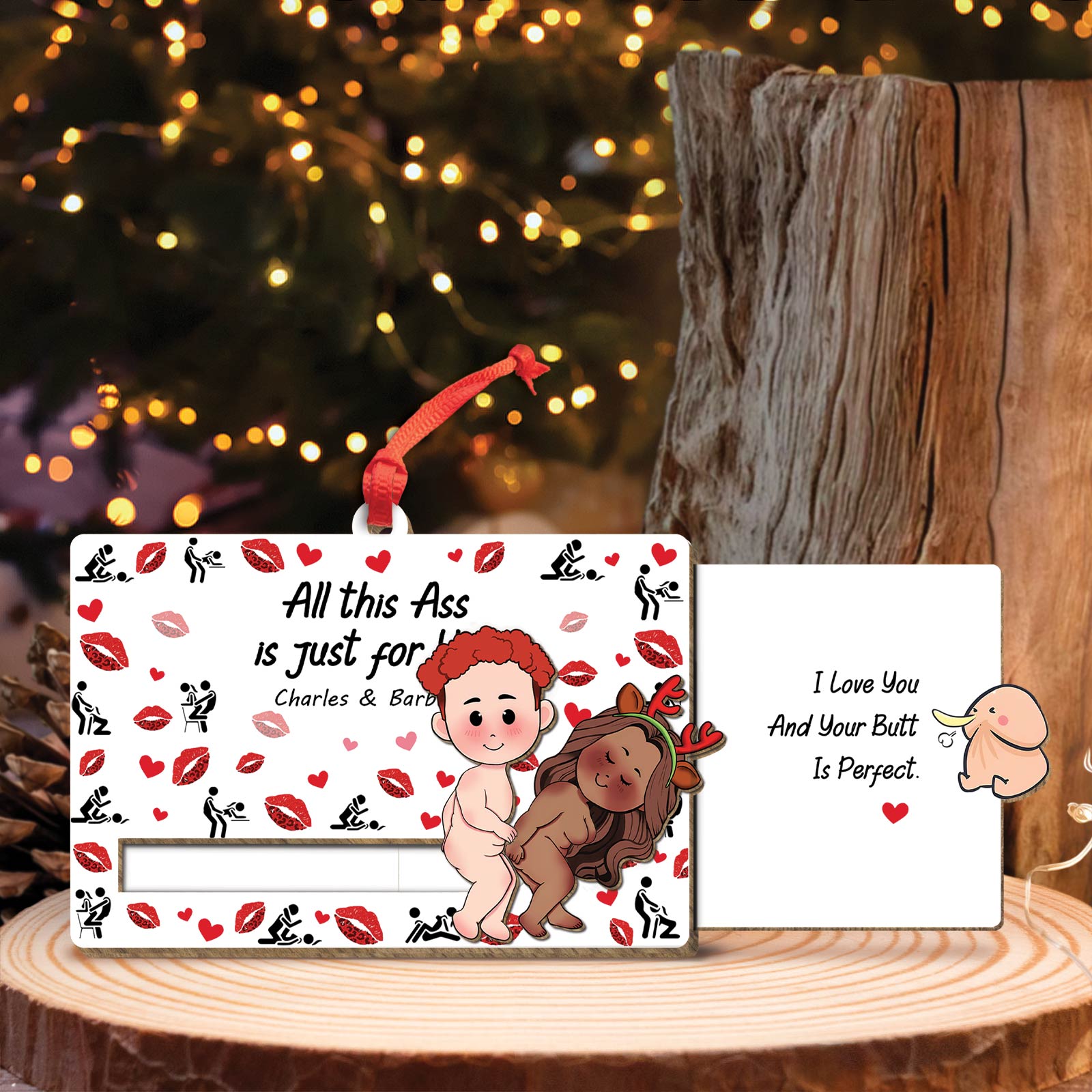 Couple - I Fucking Love You - Personalized Wooden Slider Ornament-CVK290725P09-Mk-6