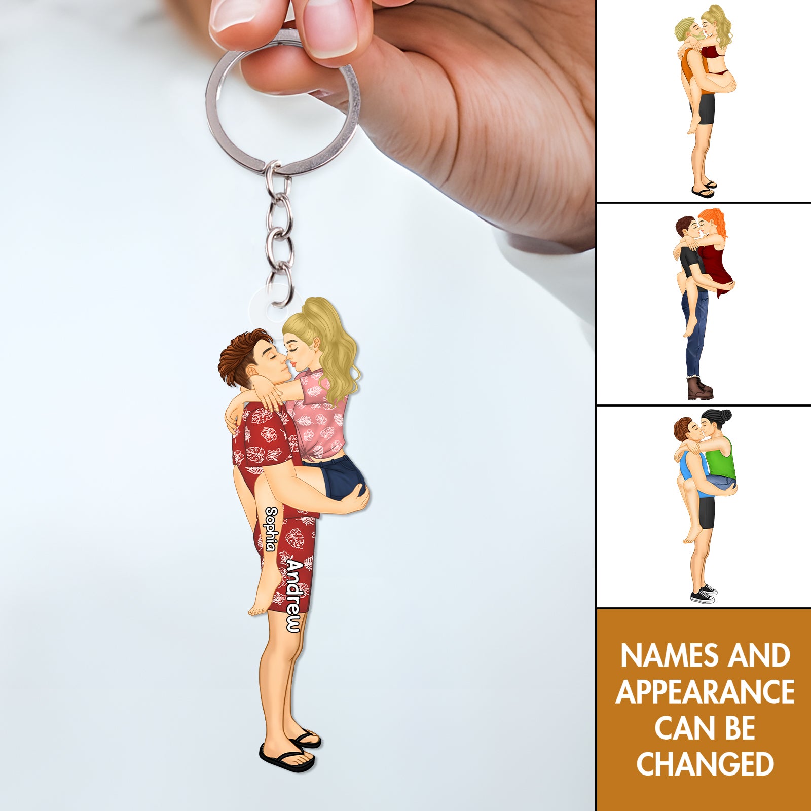 Couple Kissing - Personalized Acrylic Keychain For Couples-mk4
