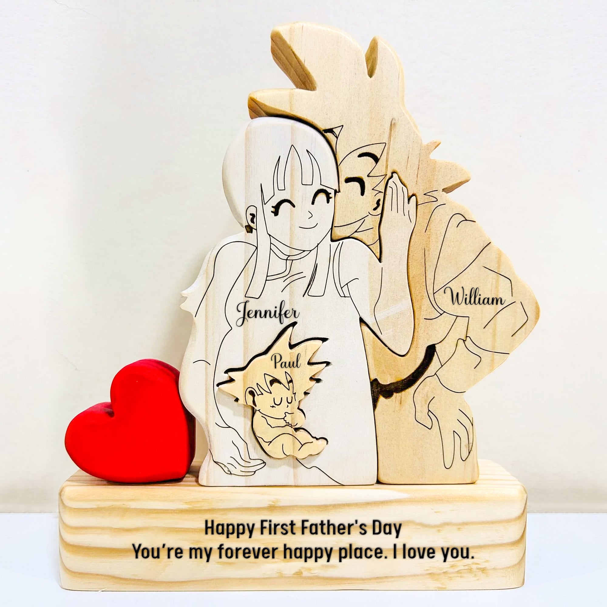 Custom Goku Dad & Baby Puzzle - Personalized Wooden Gift for Family-CVK240725P06-Mk-4