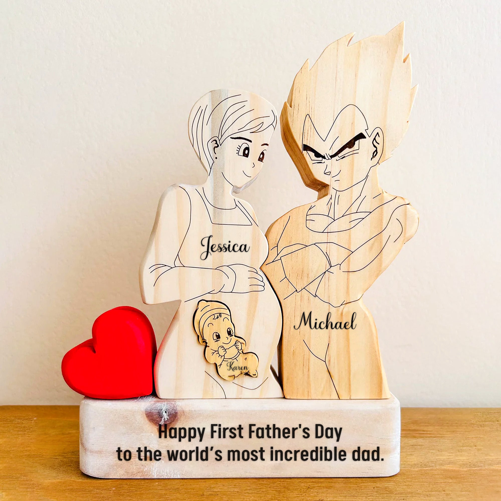 Custom Goku Dad & Baby Puzzle - Personalized Wooden Gift for Family-CVK240725P06-Mk-6
