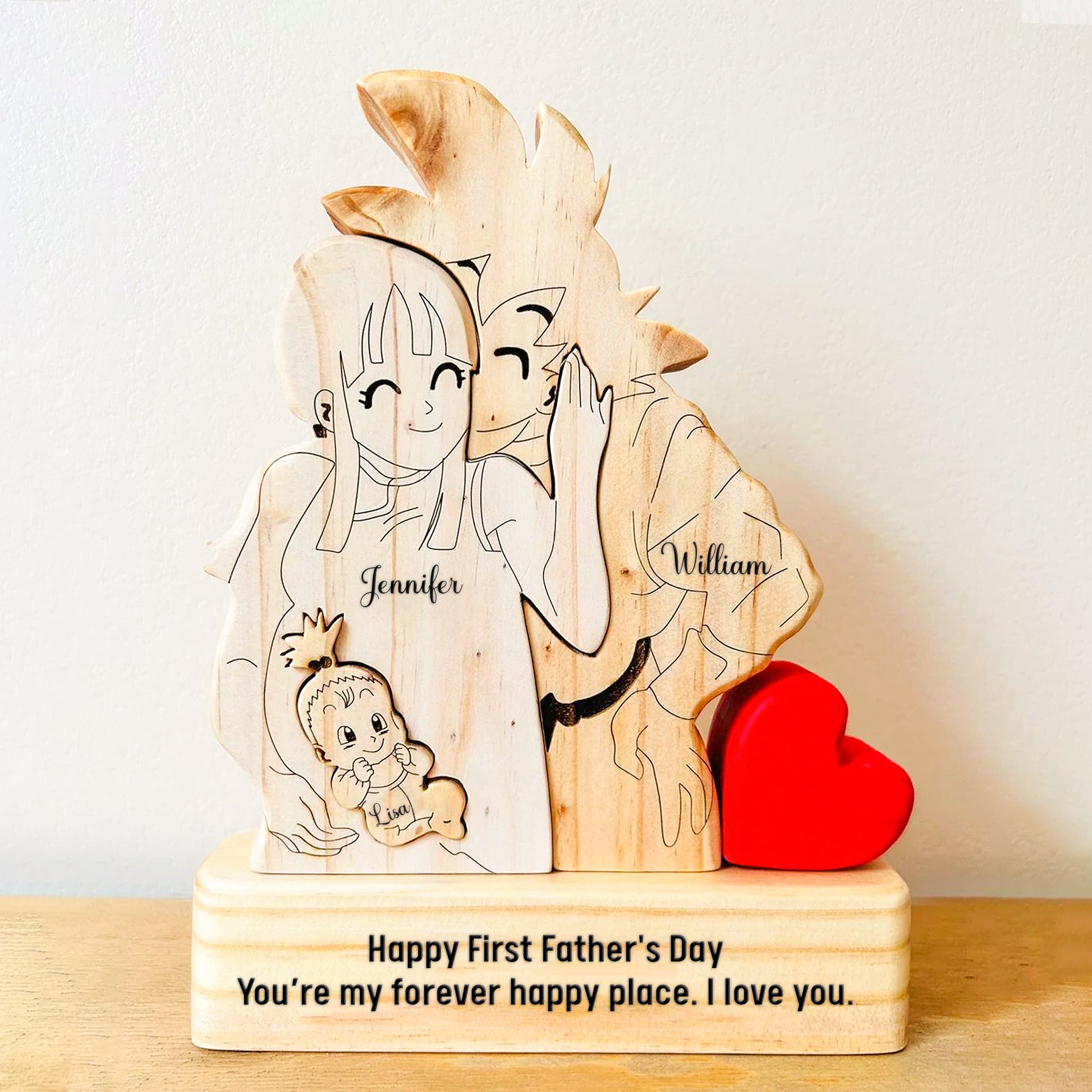 Custom Goku Dad & Baby Puzzle - Personalized Wooden Gift for Family-CVK240725P06-Mk-5