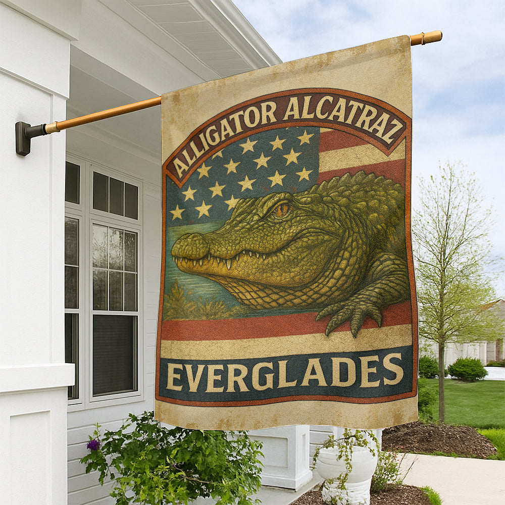 Everglades Alligator Flag - Vintage American Wildlife Souvenir Design-W140725-1-mk1