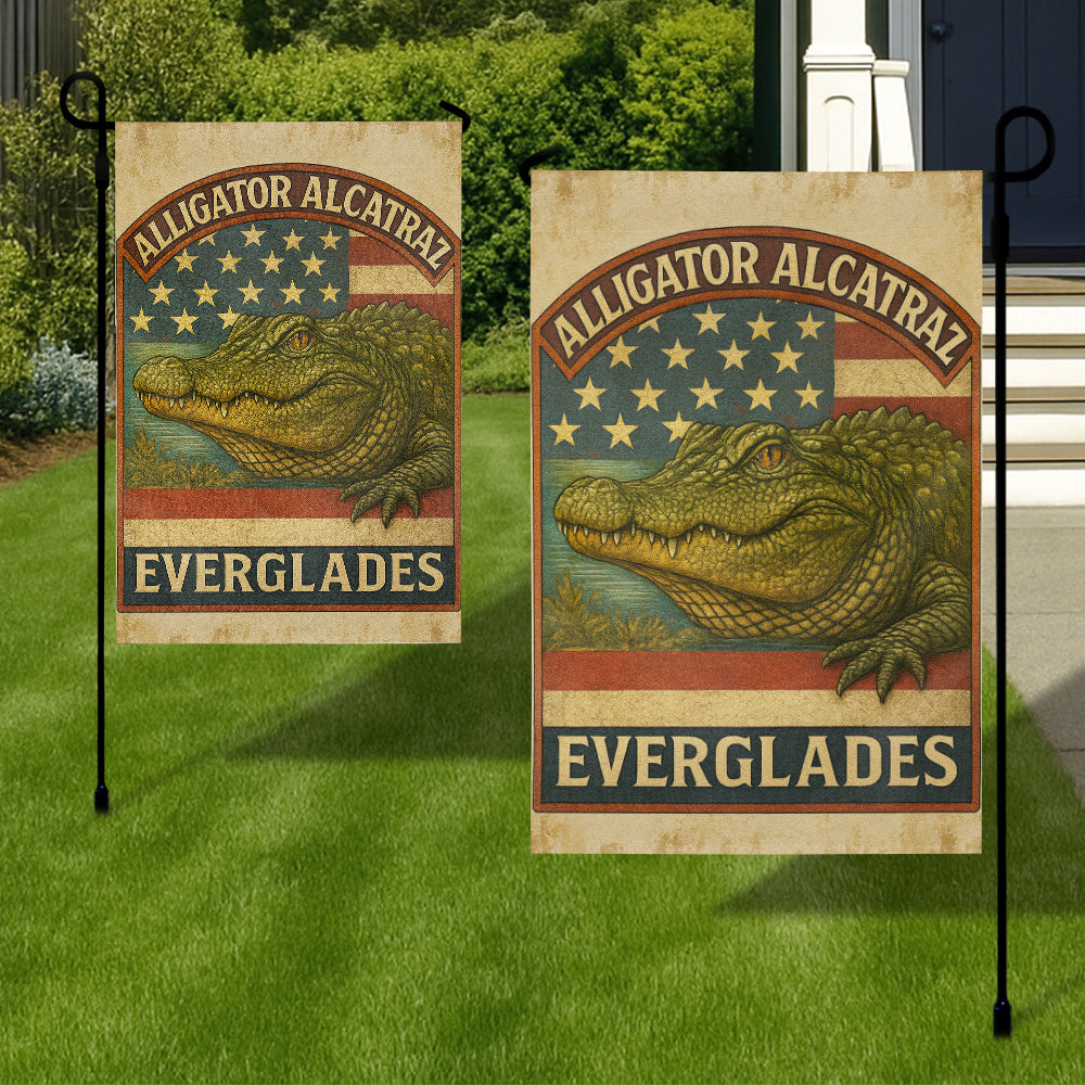 Everglades Alligator Flag - Vintage American Wildlife Souvenir Design-W140725-1-mk3