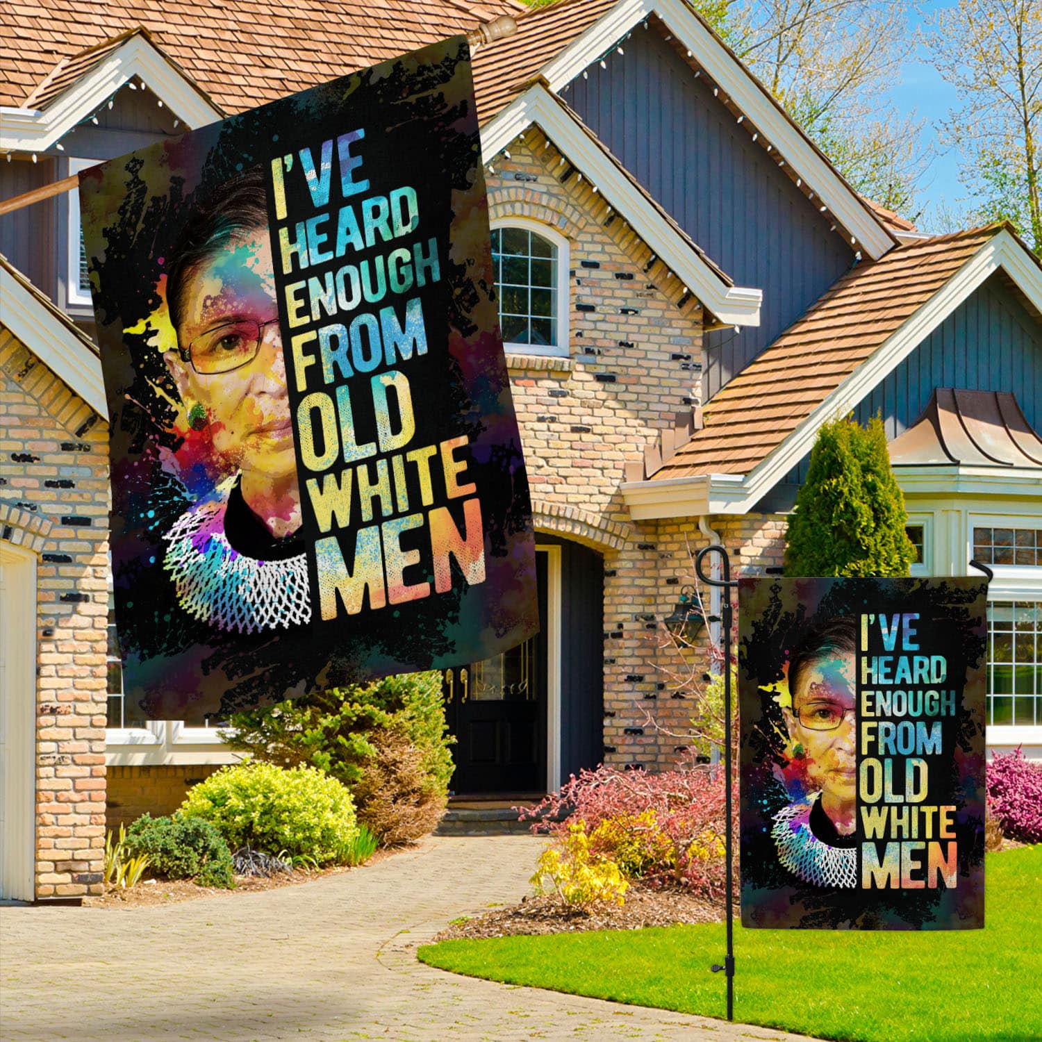 Feminist Political Flag - I've Heard Enough from Old White Men-W170725-01-mk-3