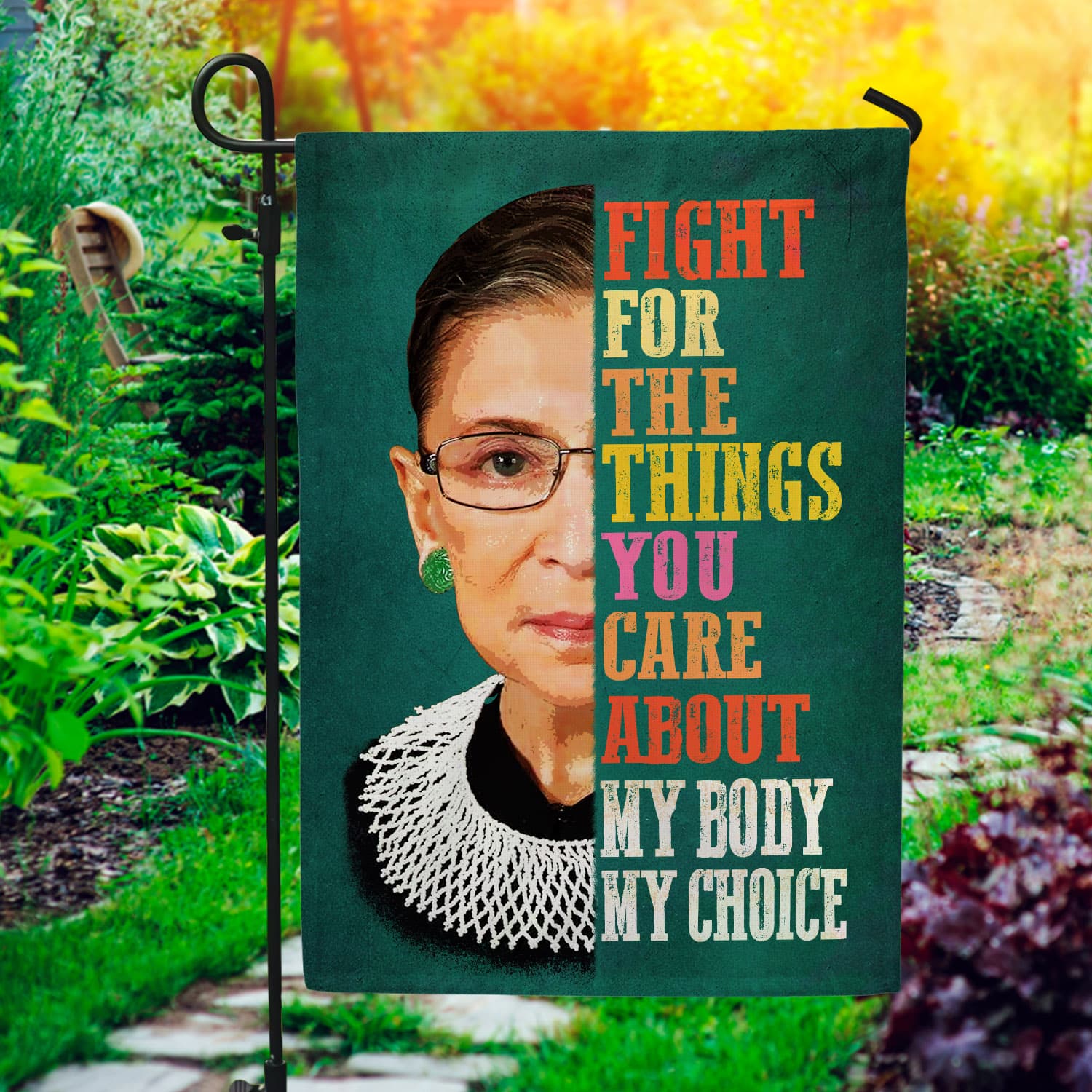 Feminist Quote Flag - Fight for What You Care About, My Body My Choice-W170725-06-mk-1