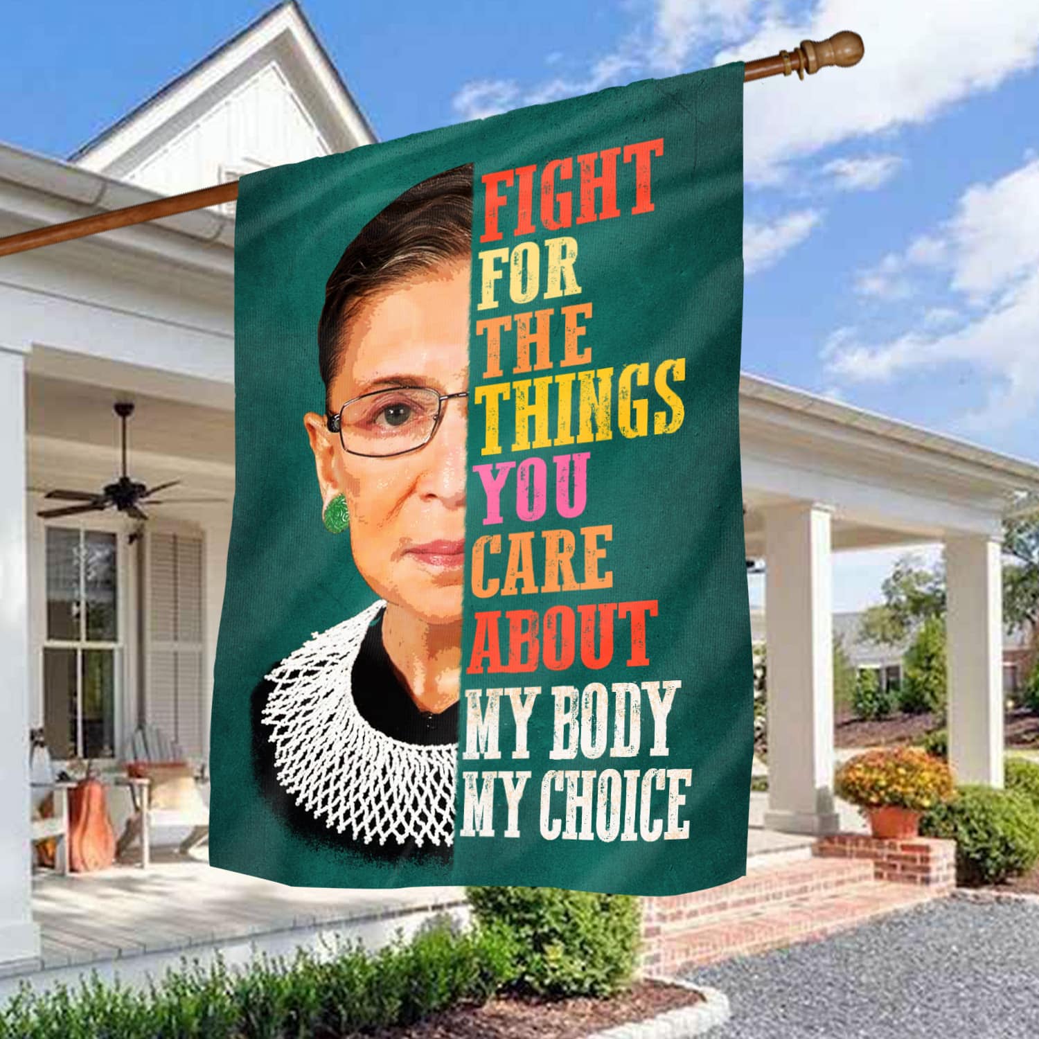 Feminist Quote Flag - Fight for What You Care About, My Body My Choice-W170725-06-mk-2