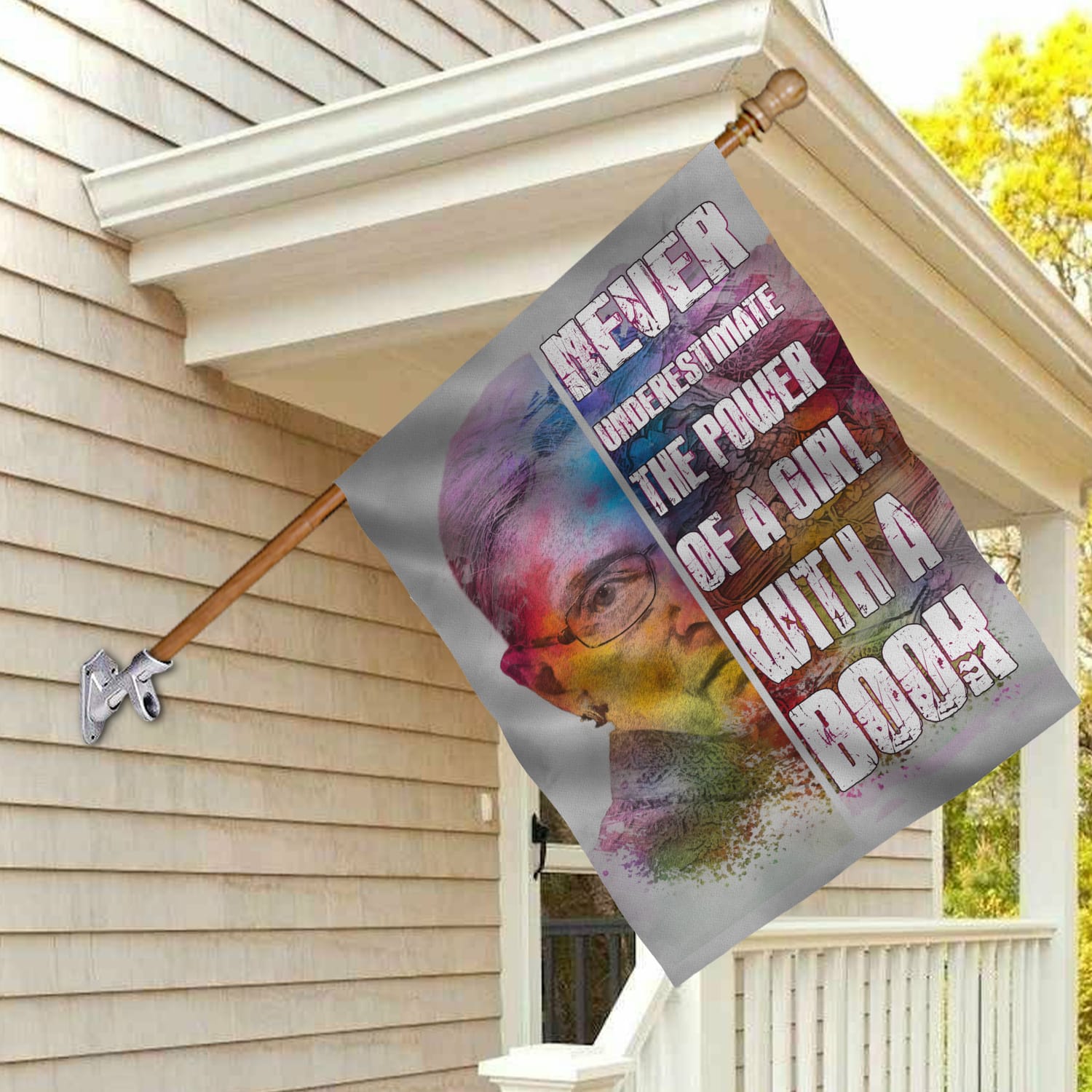 Feminist Quote Flag - Never Underestimate the Power of a Girl with a Book-W170725-05-mk-5