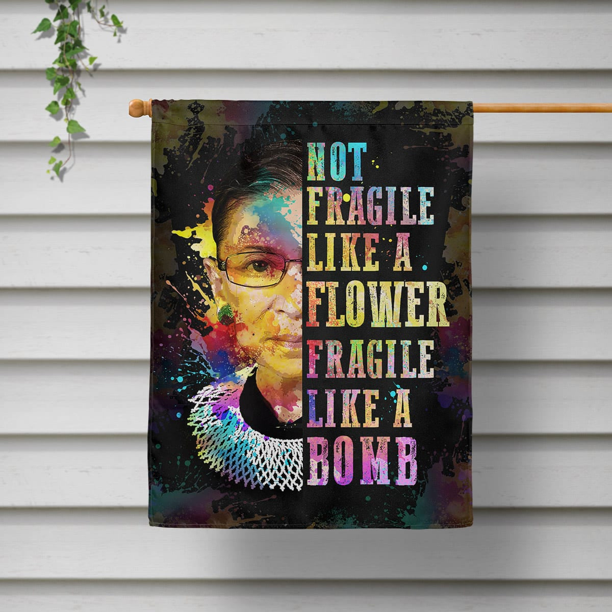 Feminist Quote Flag - Not Fragile Like a Flower, Fragile Like a Bomb-W170725-04-mk-4