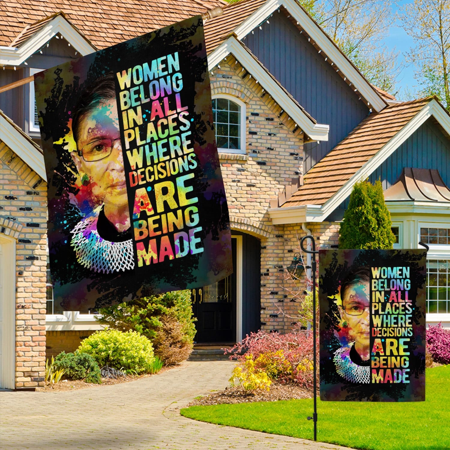 Feminist Quote Flag - Women Belong in All Places Where Decisions Are Made-W170725-03-mk-4