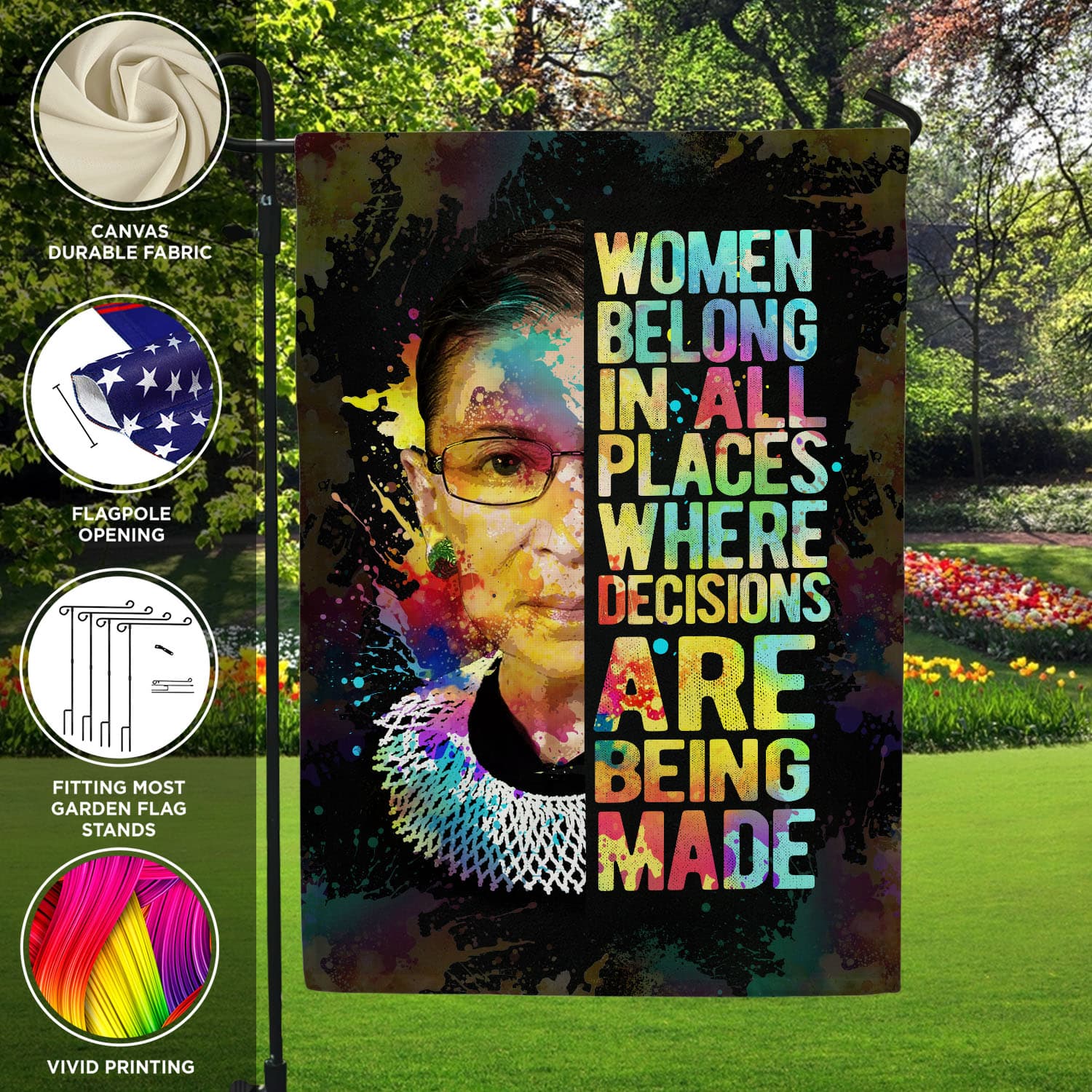 Feminist Quote Flag - Women Belong in All Places Where Decisions Are Made-W170725-03-mk-5