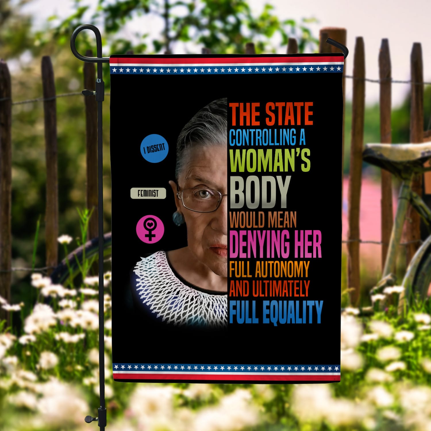 Feminist Rights Flag - Bodily Autonomy and Full Equality Quote-W170725-08-mk-1
