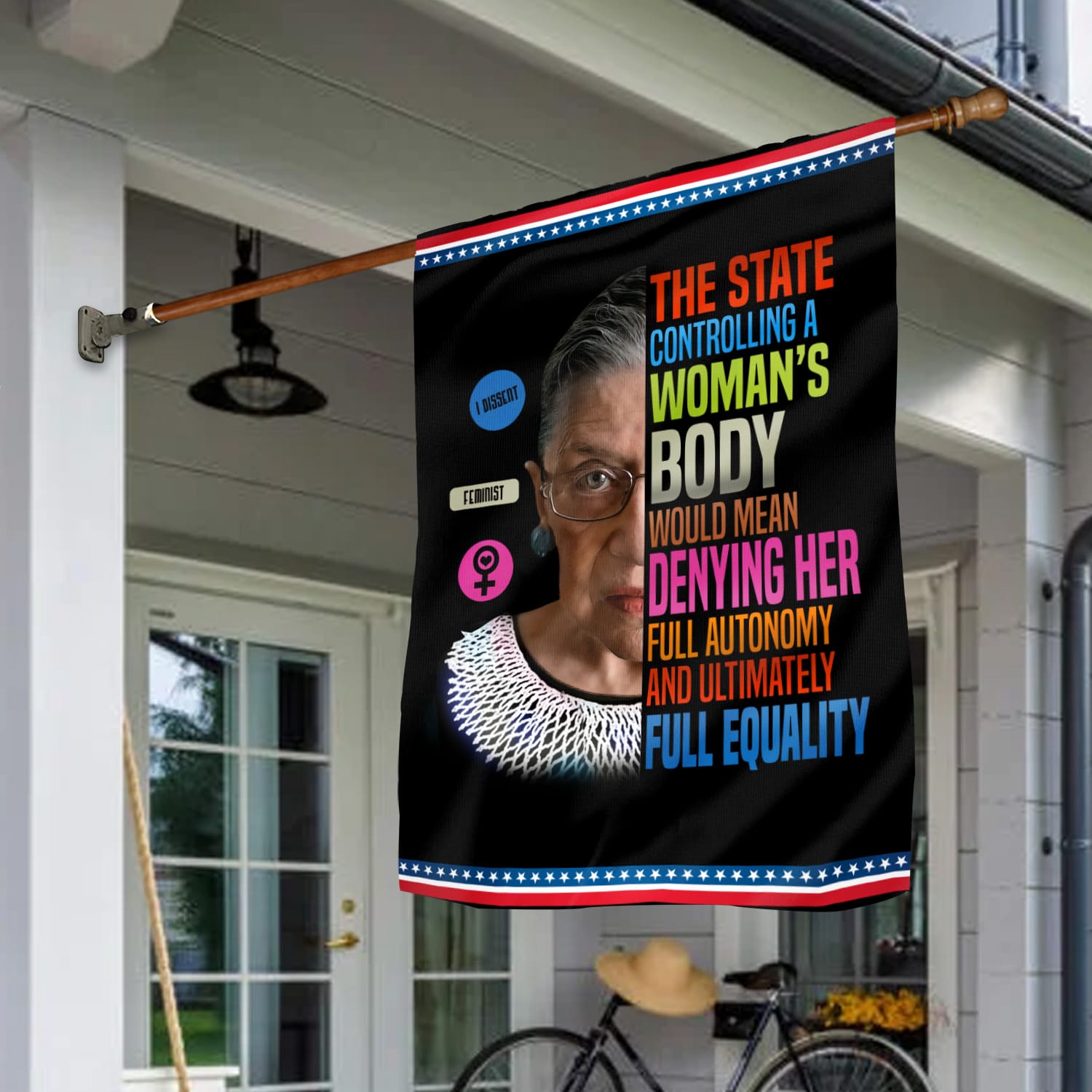 Feminist Rights Flag - Bodily Autonomy and Full Equality Quote-W170725-08-mk-4