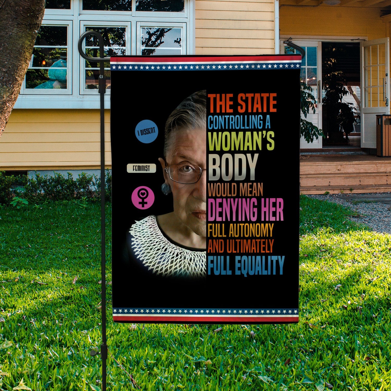 Feminist Rights Flag - Bodily Autonomy and Full Equality Quote-W170725-08-mk-6