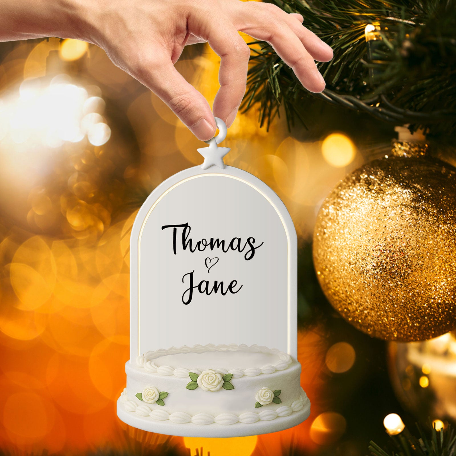 First Christmas - Personalized 2 Layered Wooden Ornament For Couples-P2509-0909-mk1