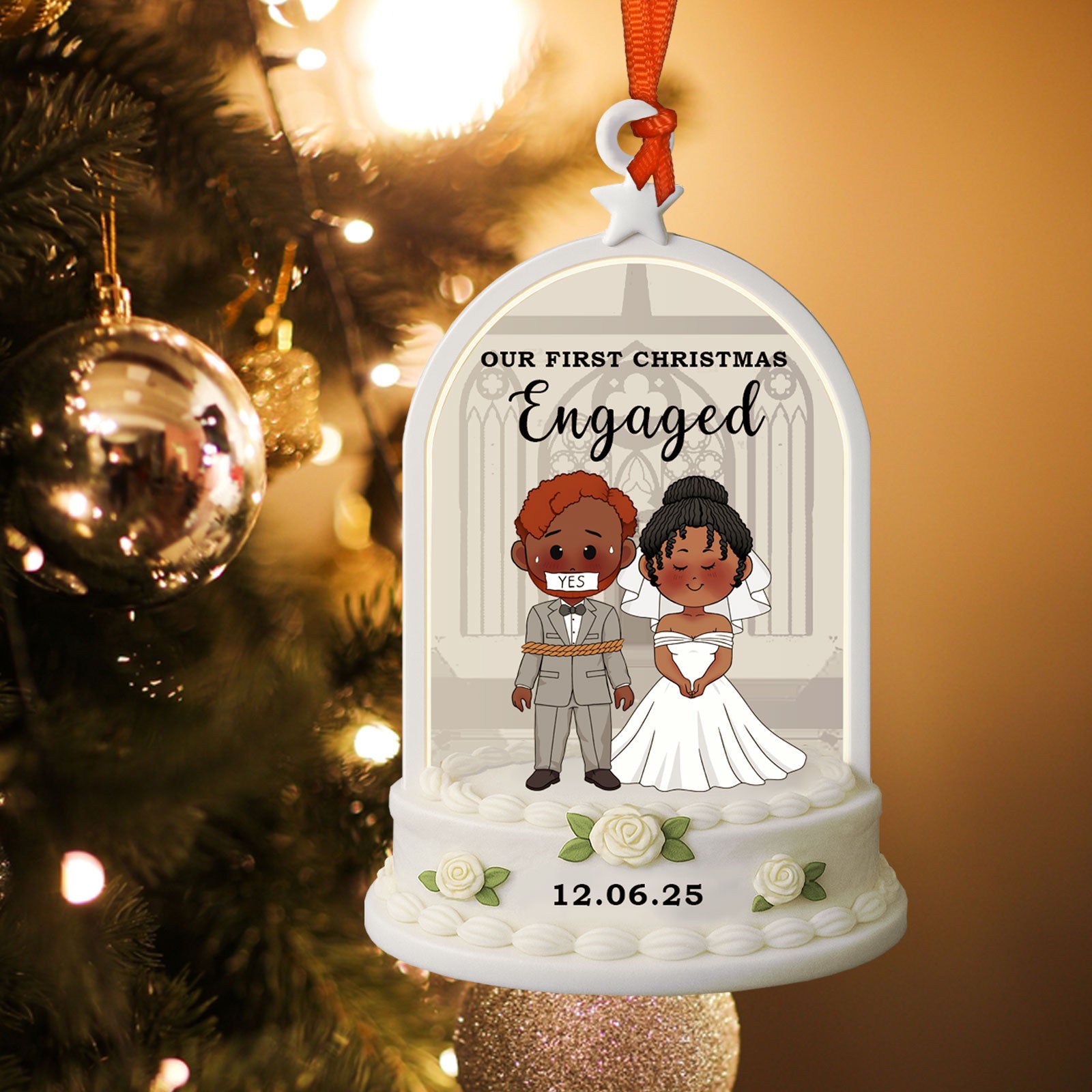 First Christmas - Personalized 2 Layered Wooden Ornament For Couples-P2509-0909-mk2