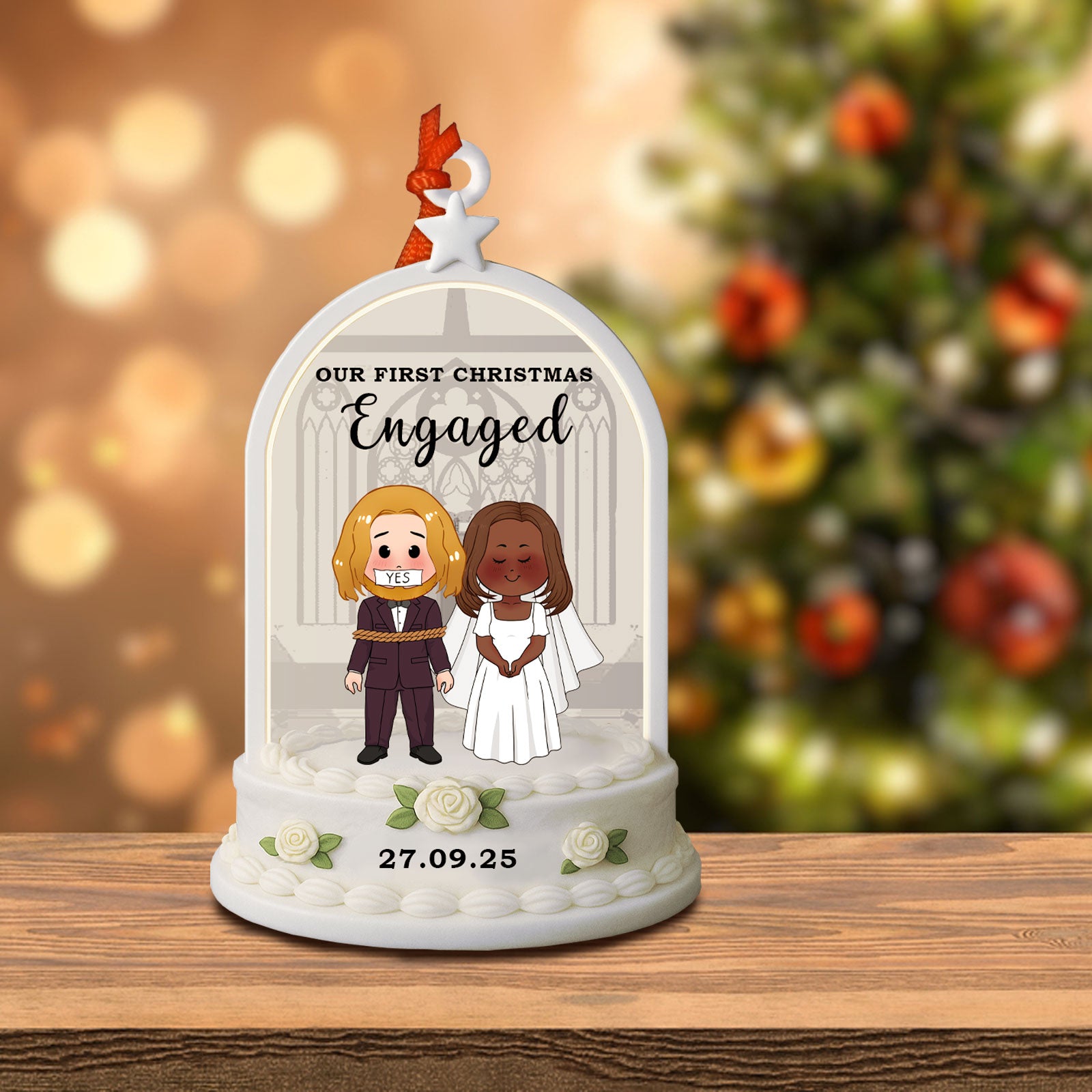 First Christmas - Personalized 2 Layered Wooden Ornament For Couples-P2509-0909-mk3