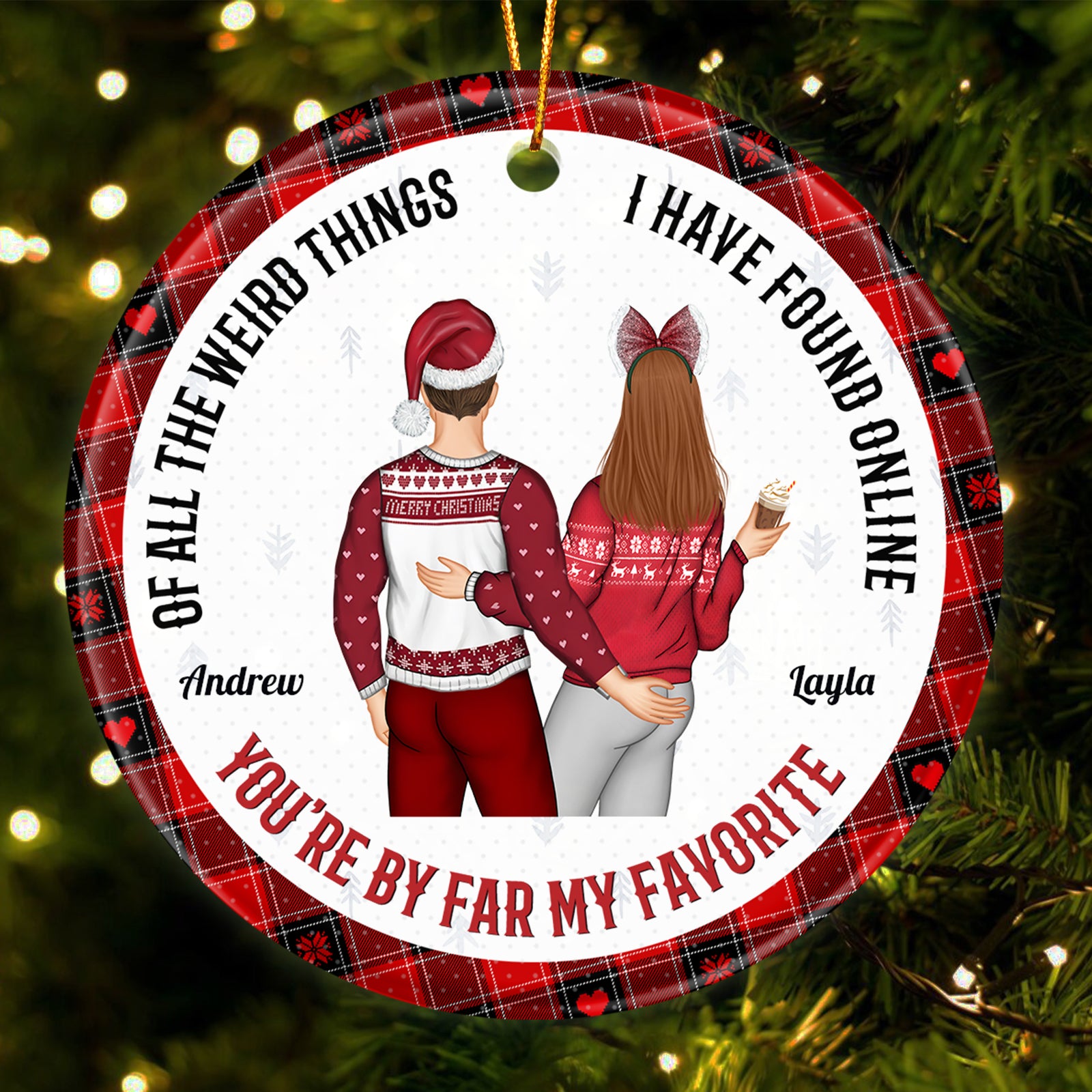 Funny Christmas Gift - Personalized Couple Ceramic Ornament-mk1