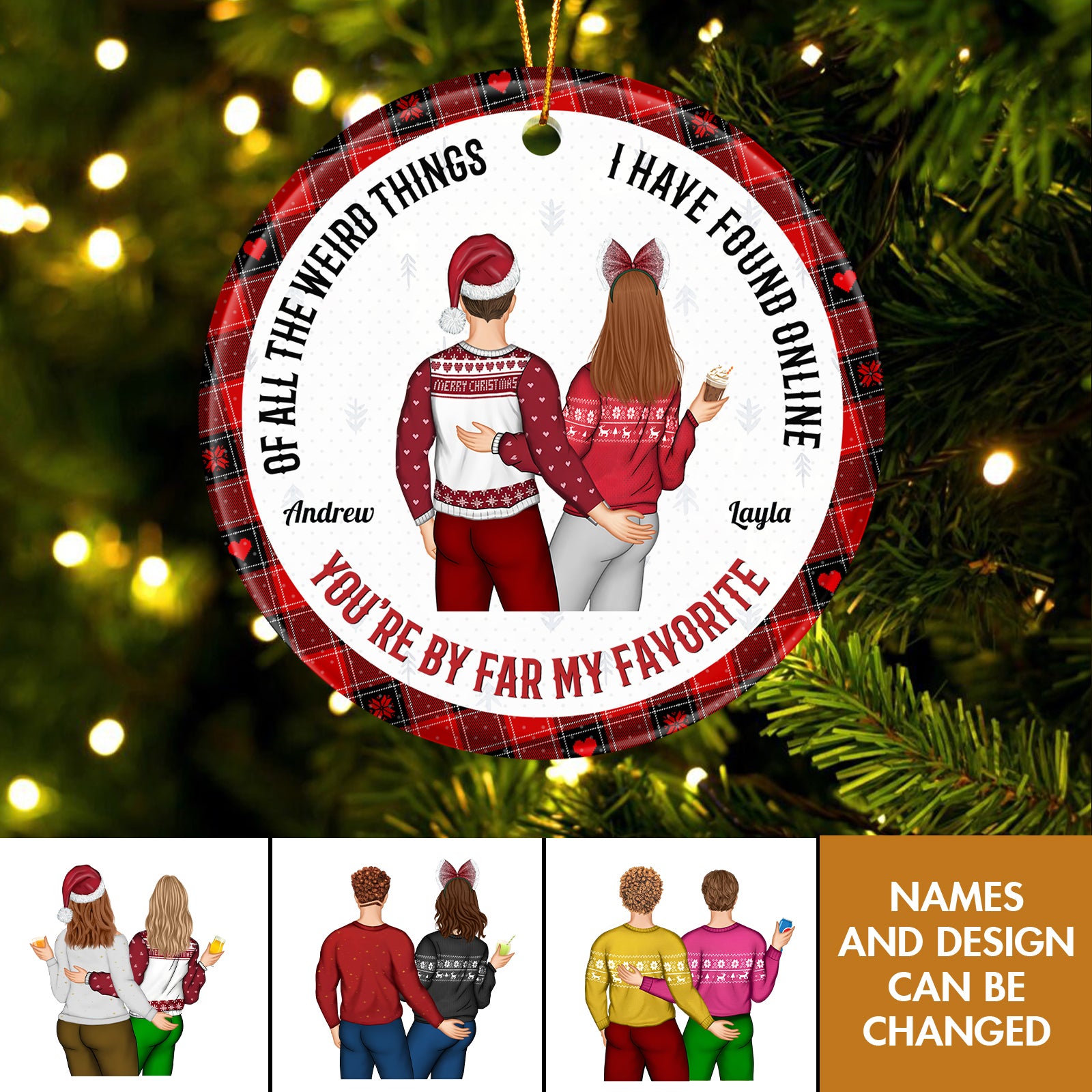 Funny Christmas Gift - Personalized Couple Ceramic Ornament-mk2
