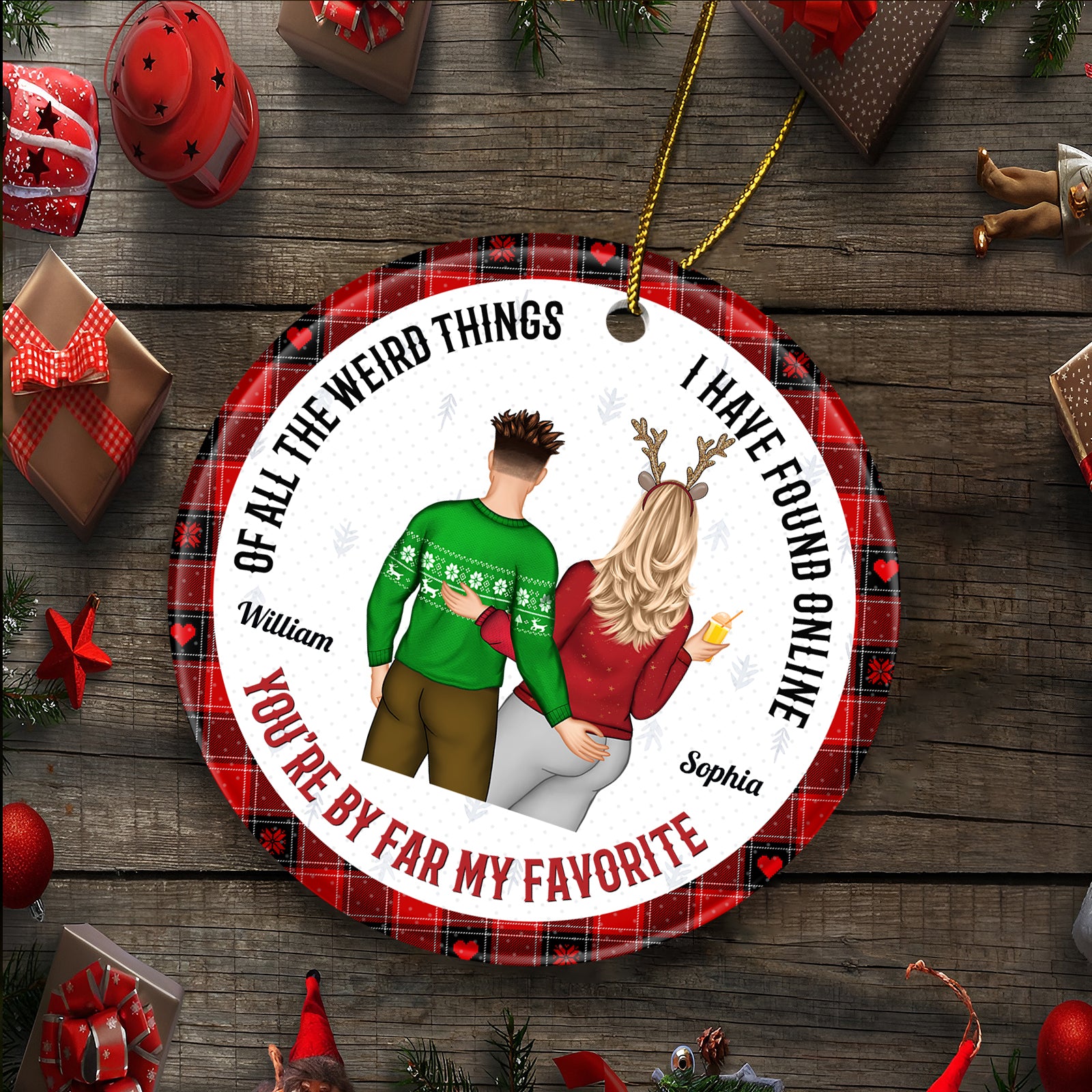 Funny Christmas Gift - Personalized Couple Ceramic Ornament-mk3