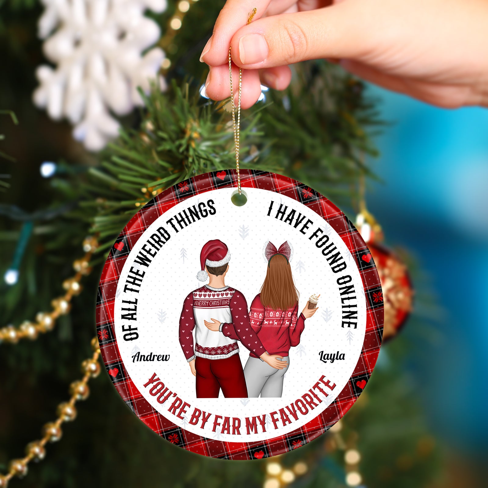 Funny Christmas Gift - Personalized Couple Ceramic Ornament-mk4