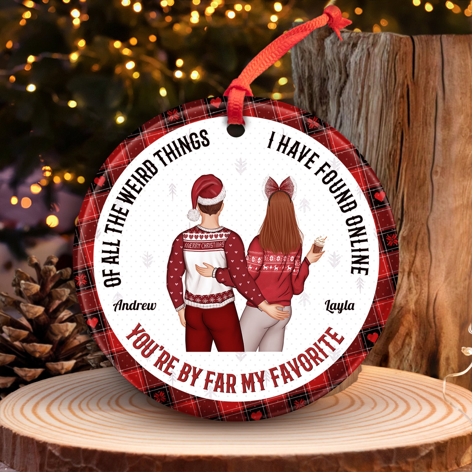 Funny Christmas Gift - Personalized Couple Ceramic Ornament-mk5