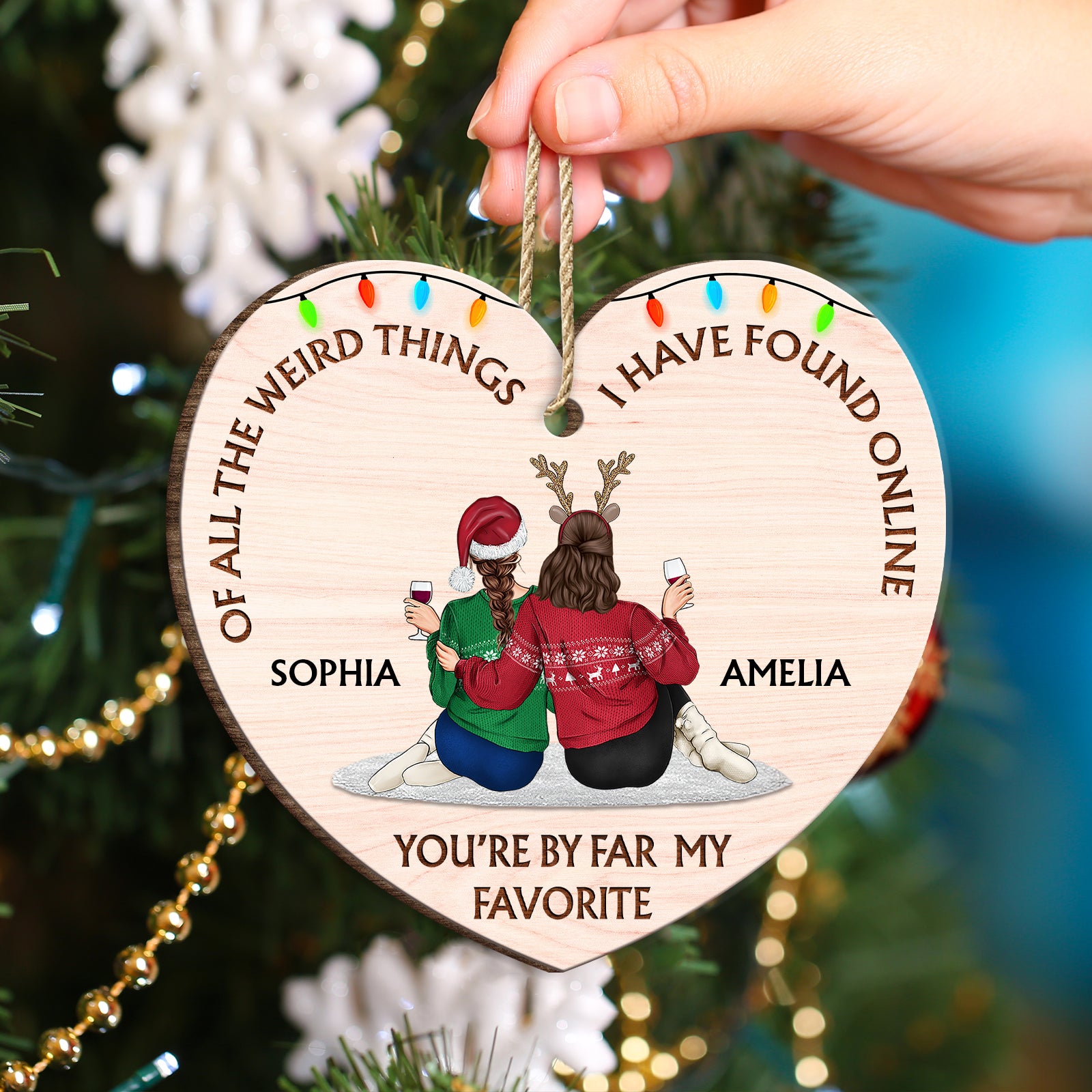 Funny Couple Christmas Gift - Personalized Wooden Heart Ornament-Mk-2