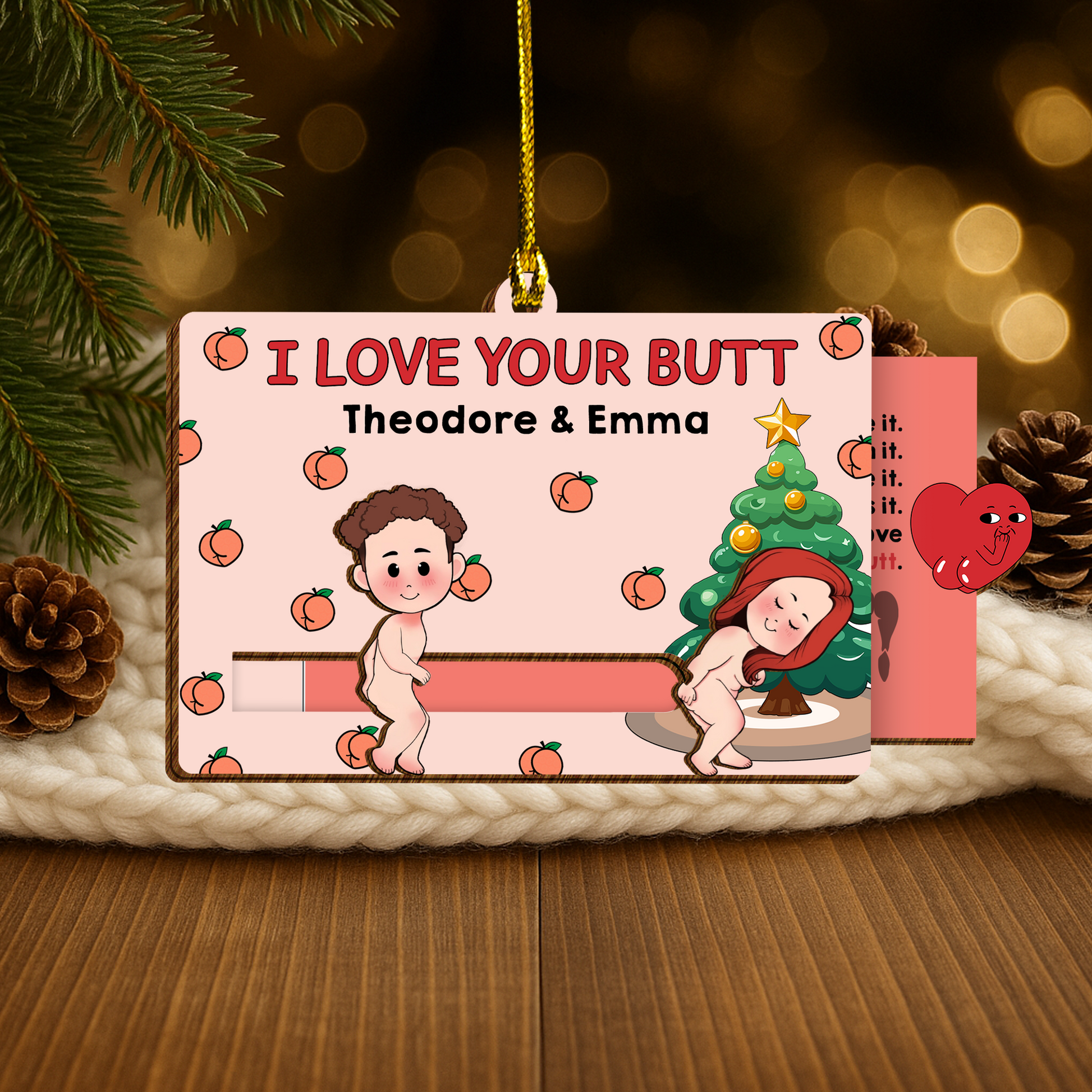 Funny Couples Christmas Slider Card - Personalized I Love Your Butt Gift, Cute Naughty Romantic Card for Him Her-P2510-2707-mk1