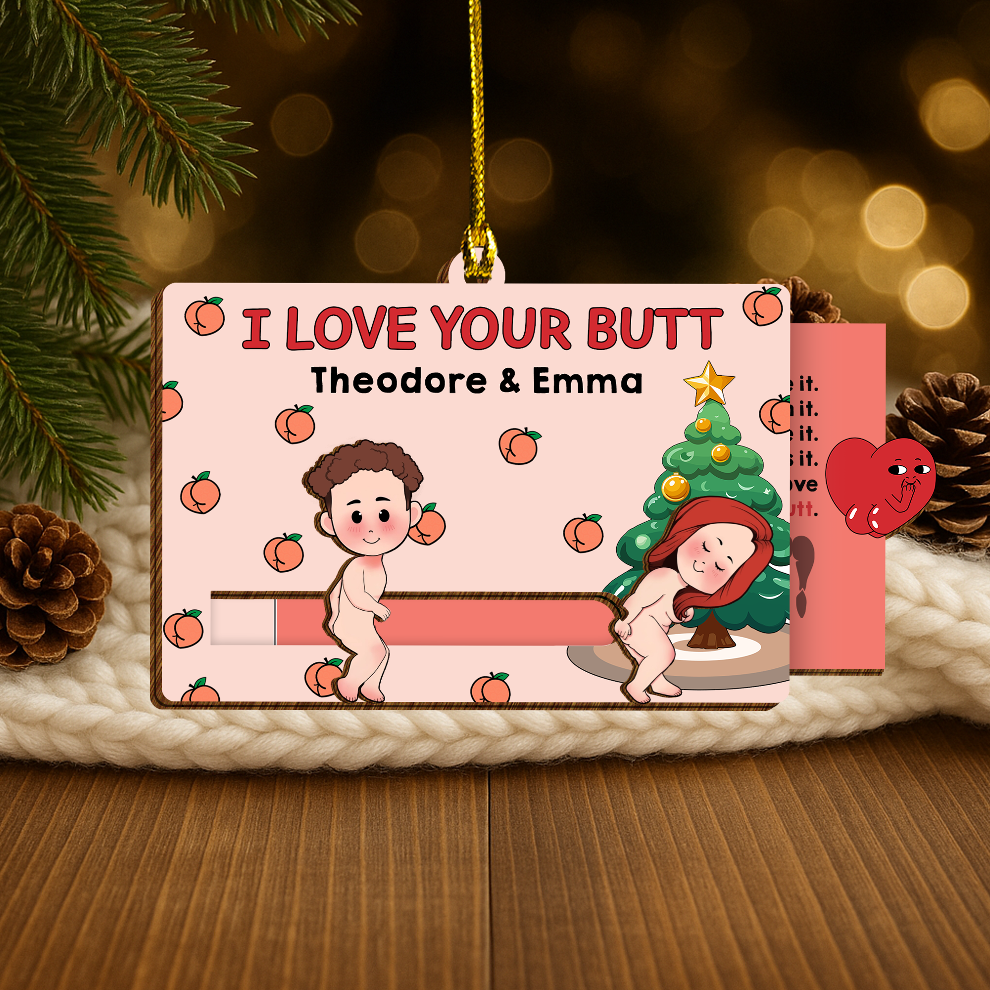 Funny Couples Christmas Slider Card - Personalized I Love Your Butt Gift, Cute Naughty Romantic Card for Him Her-P2510-2707-mk1
