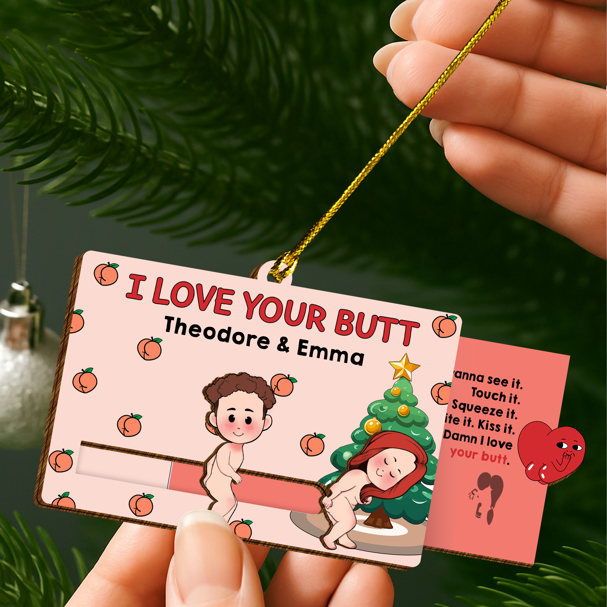 Funny Couples Christmas Slider Card - Personalized I Love Your Butt Gift, Cute Naughty Romantic Card for Him Her-P2510-2707-mk2
