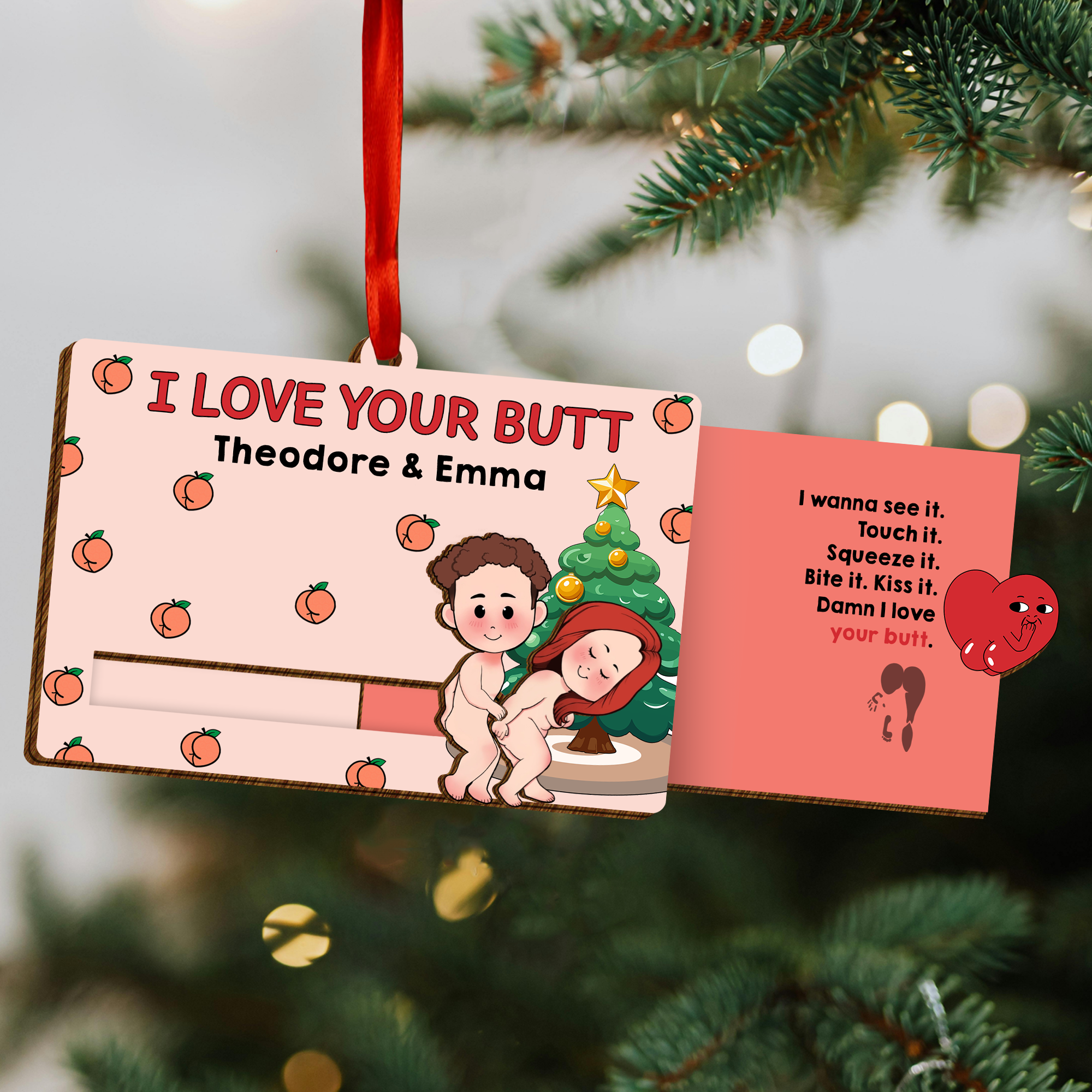 Funny Couples Christmas Slider Card - Personalized I Love Your Butt Gift, Cute Naughty Romantic Card for Him Her-P2510-2707-mk3