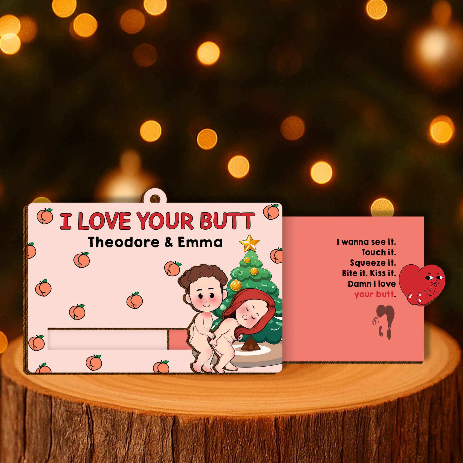 Funny Couples Christmas Slider Card - Personalized I Love Your Butt Gift, Cute Naughty Romantic Card for Him Her-P2510-2707-mk6