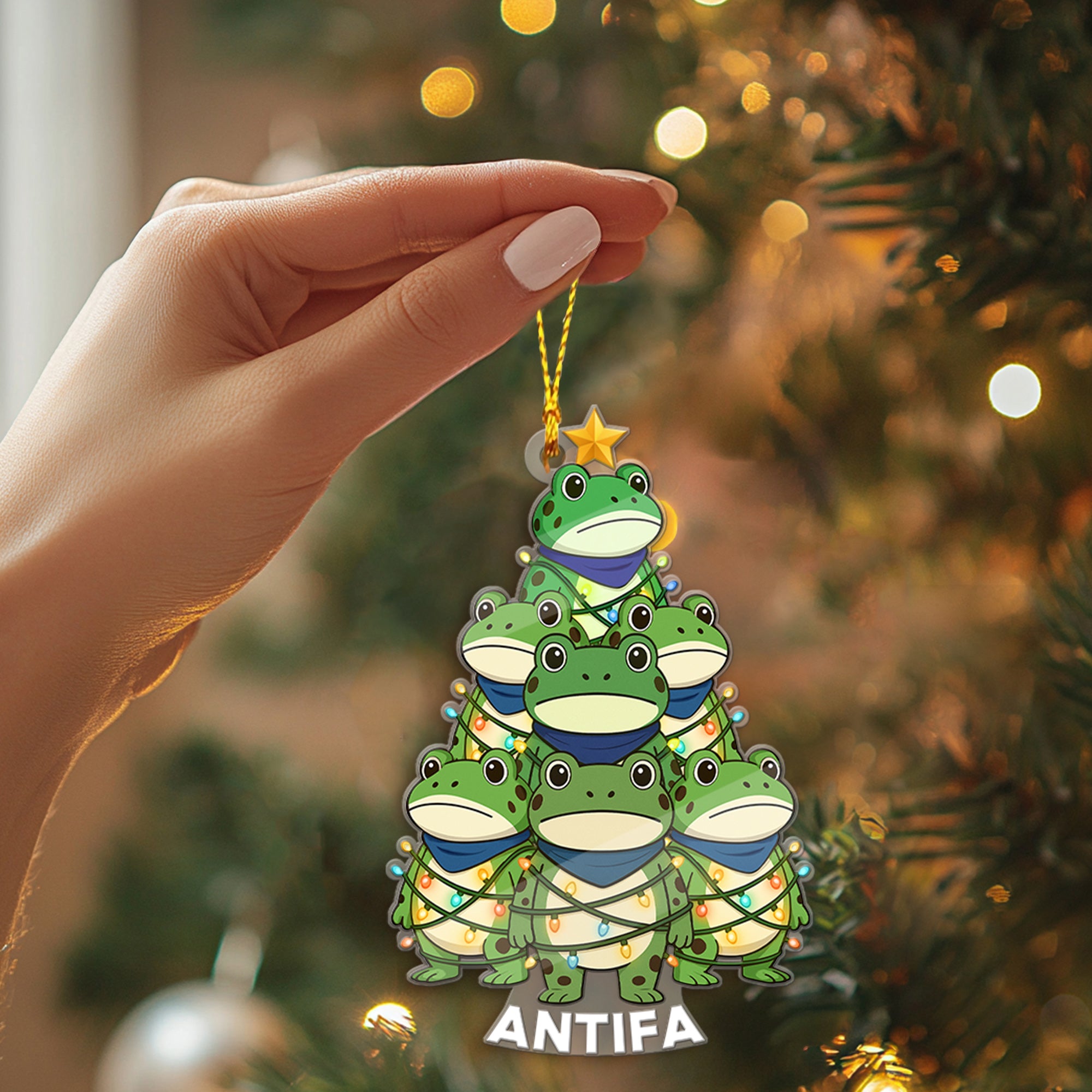 Funny Frog Christmas Tree Acrylic Ornament - Cute Holiday Decor for Frog Lovers-P2510-0712-mk2