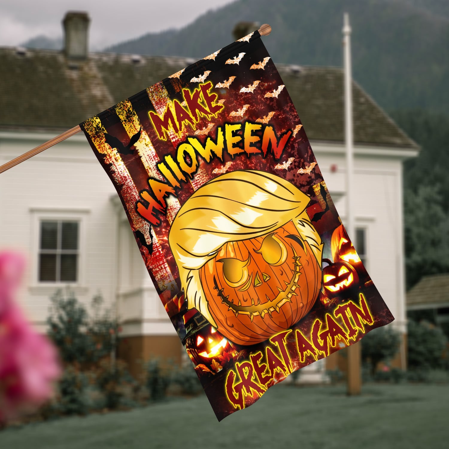 Funny Halloween Flag - Make Halloween Great Again Pumpkin Design-W170725-07-mk-6