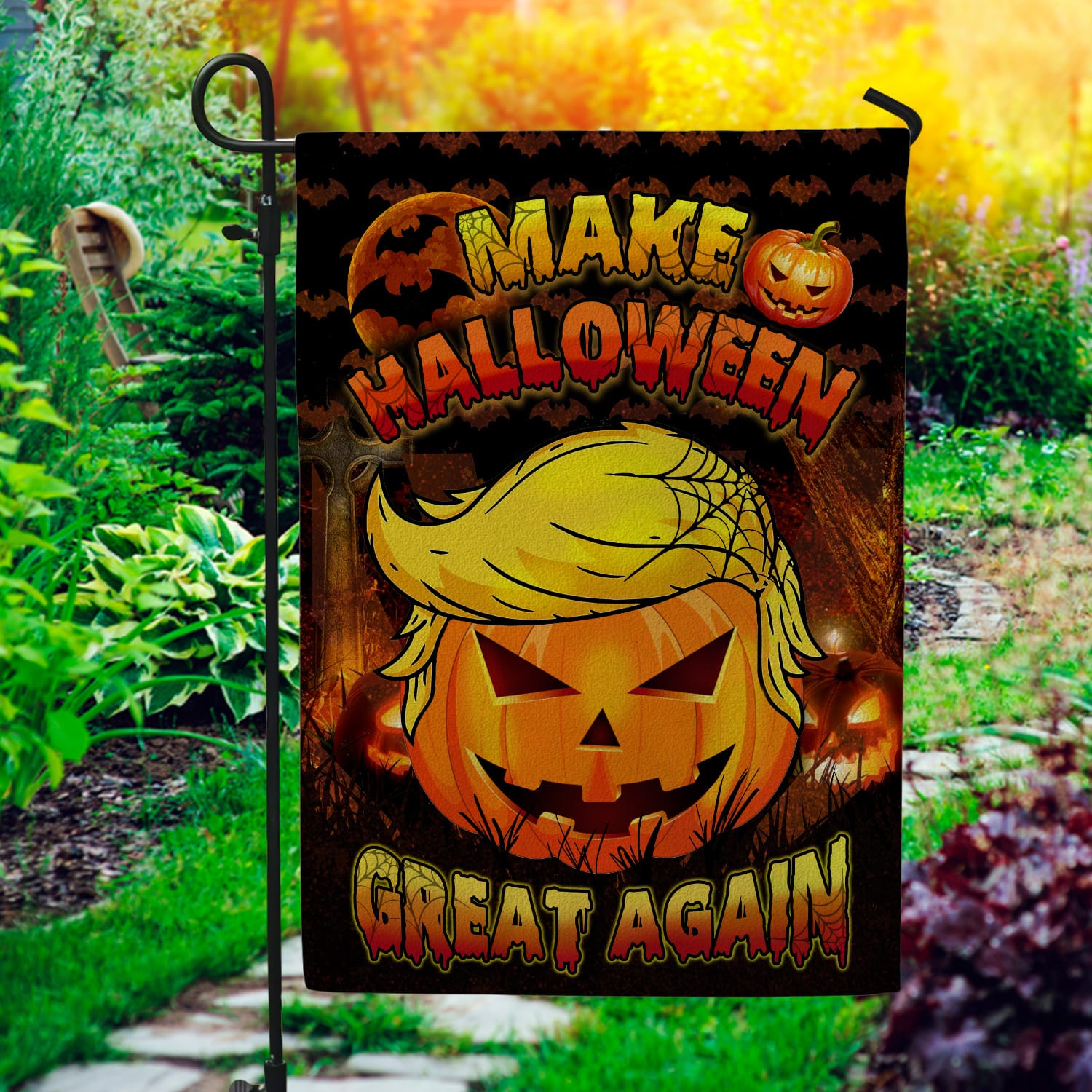 Funny Halloween Flag - Make Halloween Great Again Pumpkin Yard Decor-W170725-13-mk-1