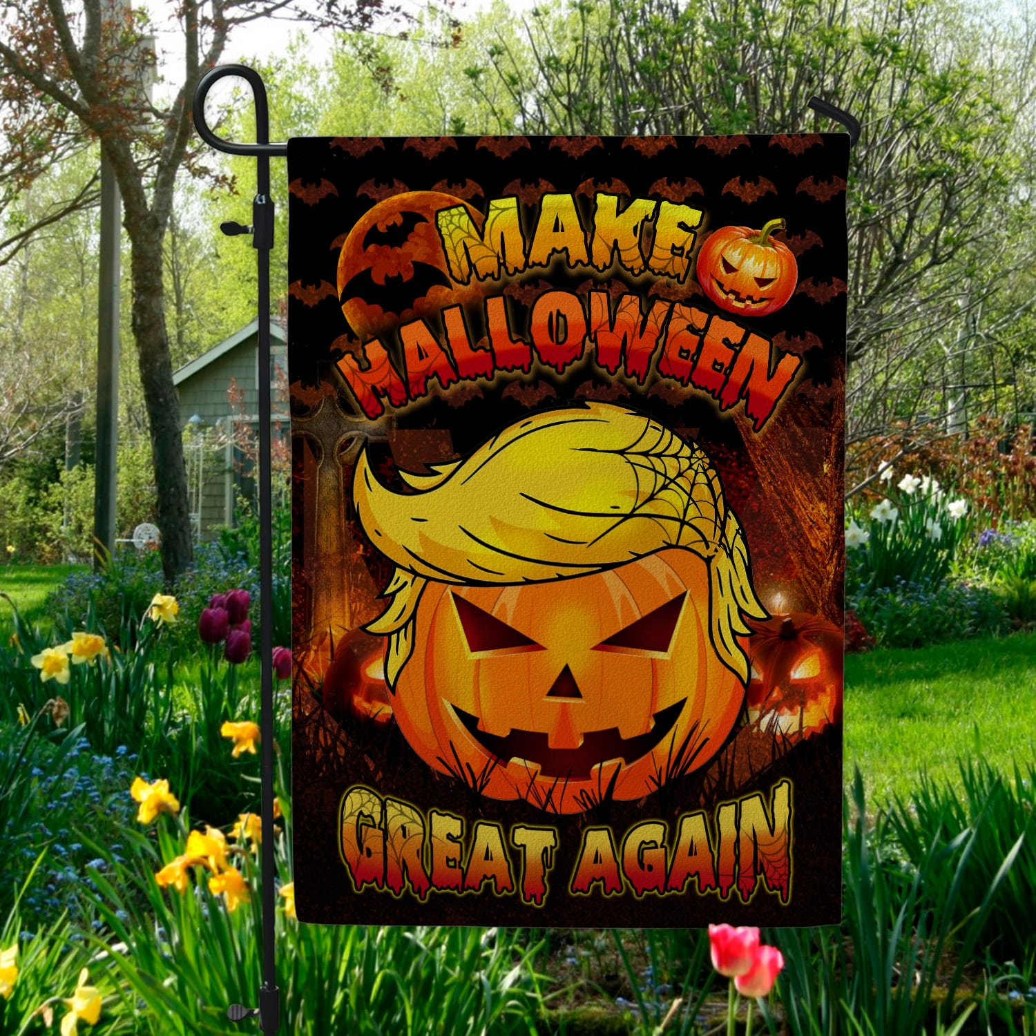 Funny Halloween Flag - Make Halloween Great Again Pumpkin Yard Decor-W170725-13-mk-6