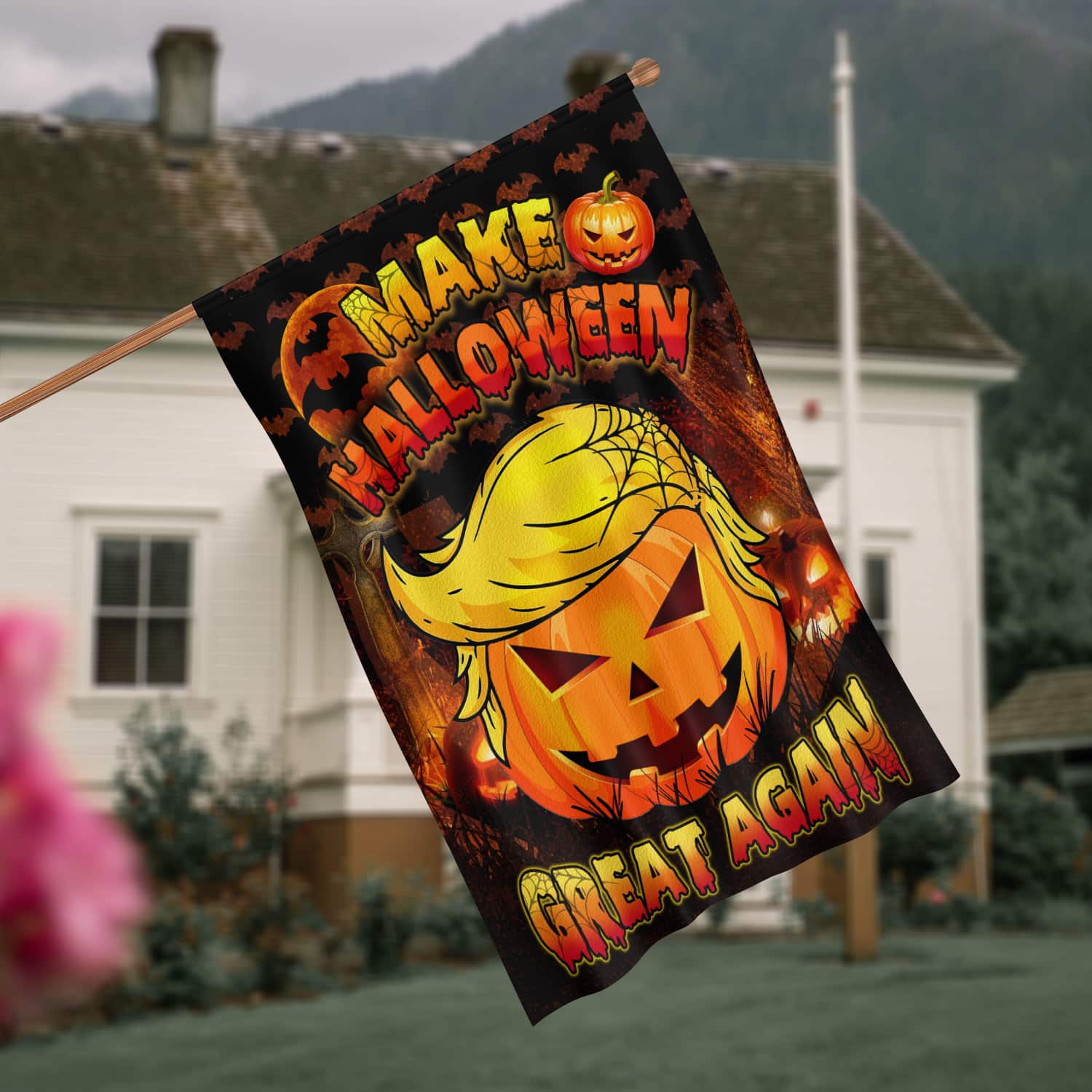 Funny Halloween Flag - Make Halloween Great Again Pumpkin Yard Decor-W170725-13-mk-7