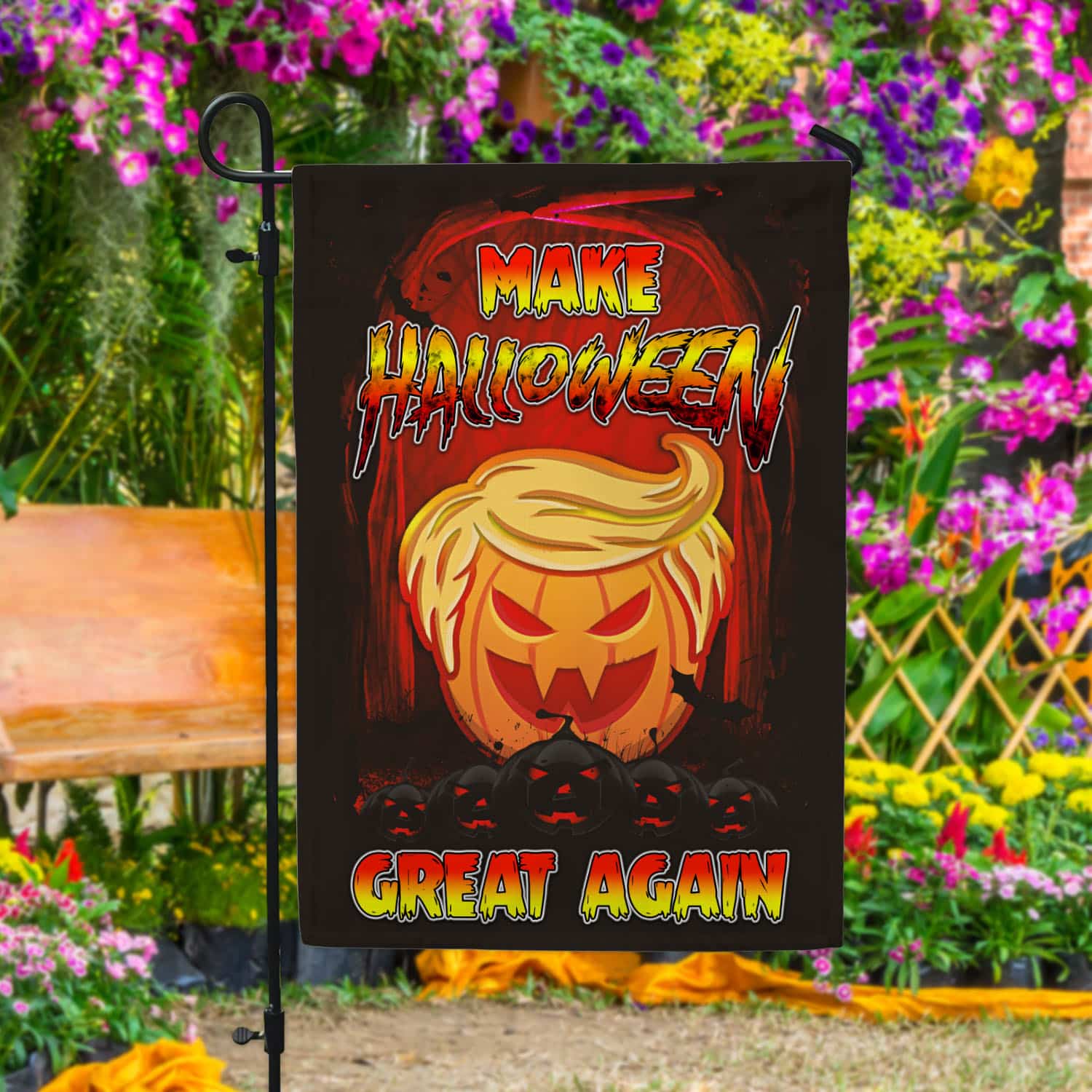 Funny Halloween Flag - Make Halloween Great Again with Trumpkin Jack-o'-Lantern Design-W240725-07-mk1