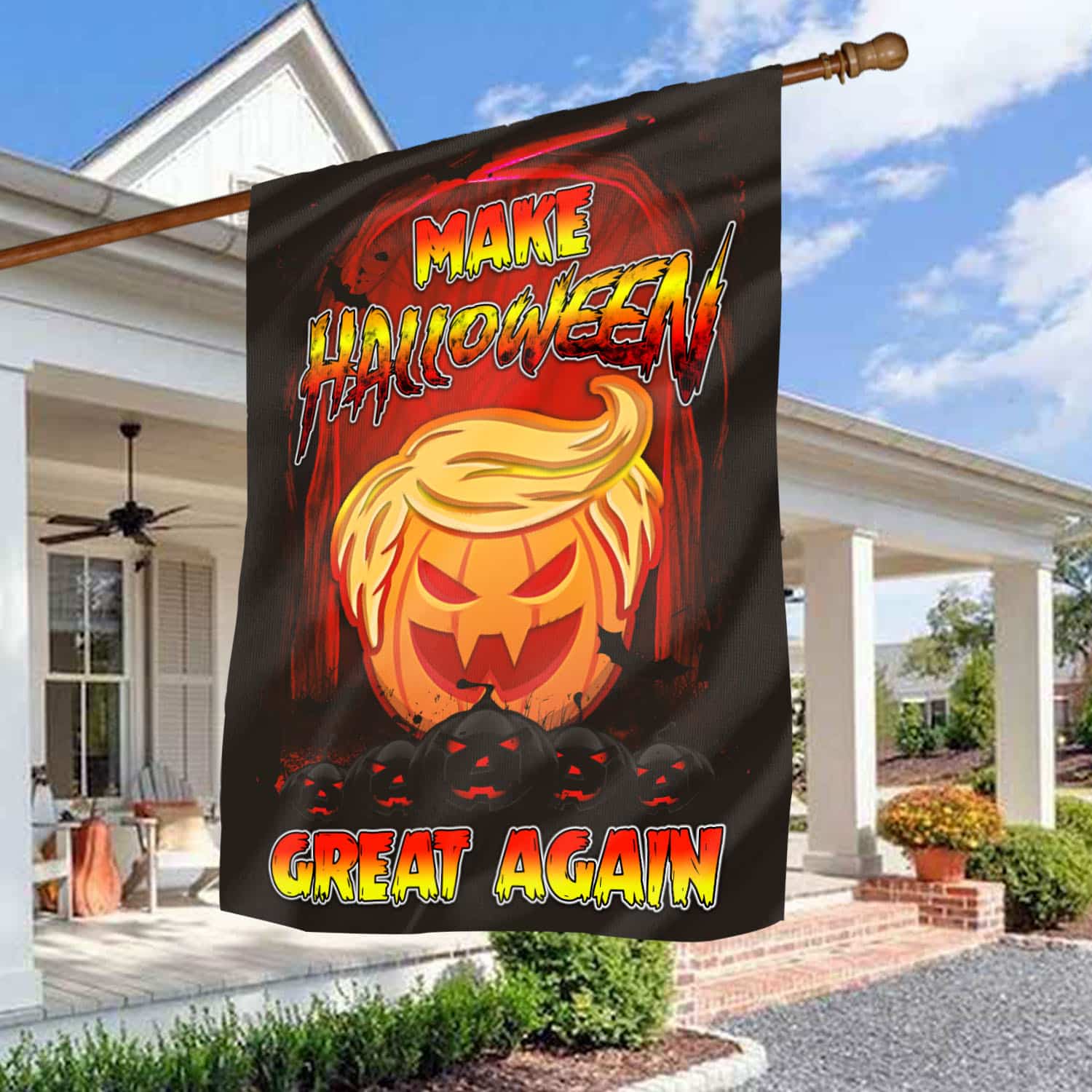 Funny Halloween Flag - Make Halloween Great Again with Trumpkin Jack-o'-Lantern Design-W240725-07-mk2