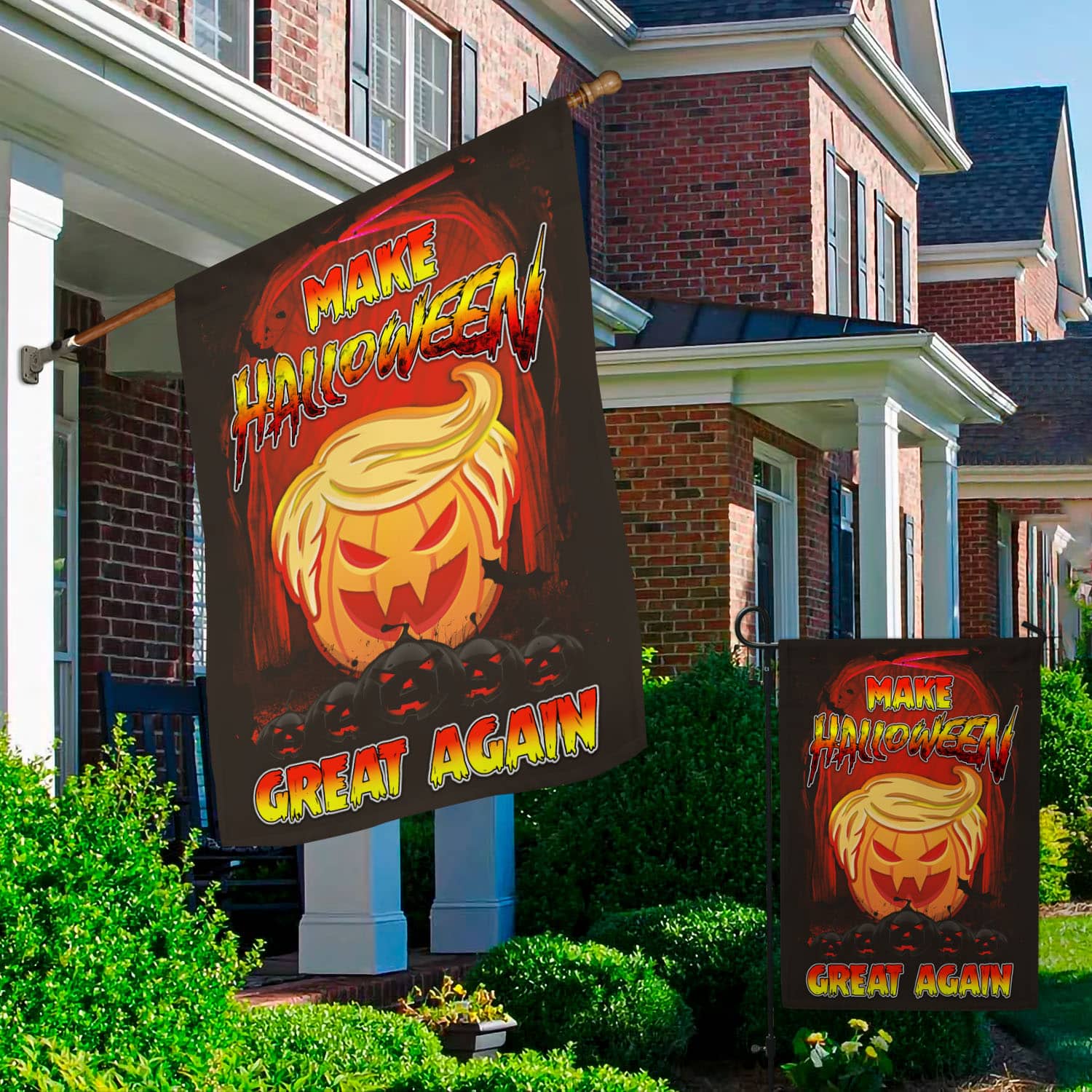 Funny Halloween Flag - Make Halloween Great Again with Trumpkin Jack-o'-Lantern Design-W240725-07-mk3