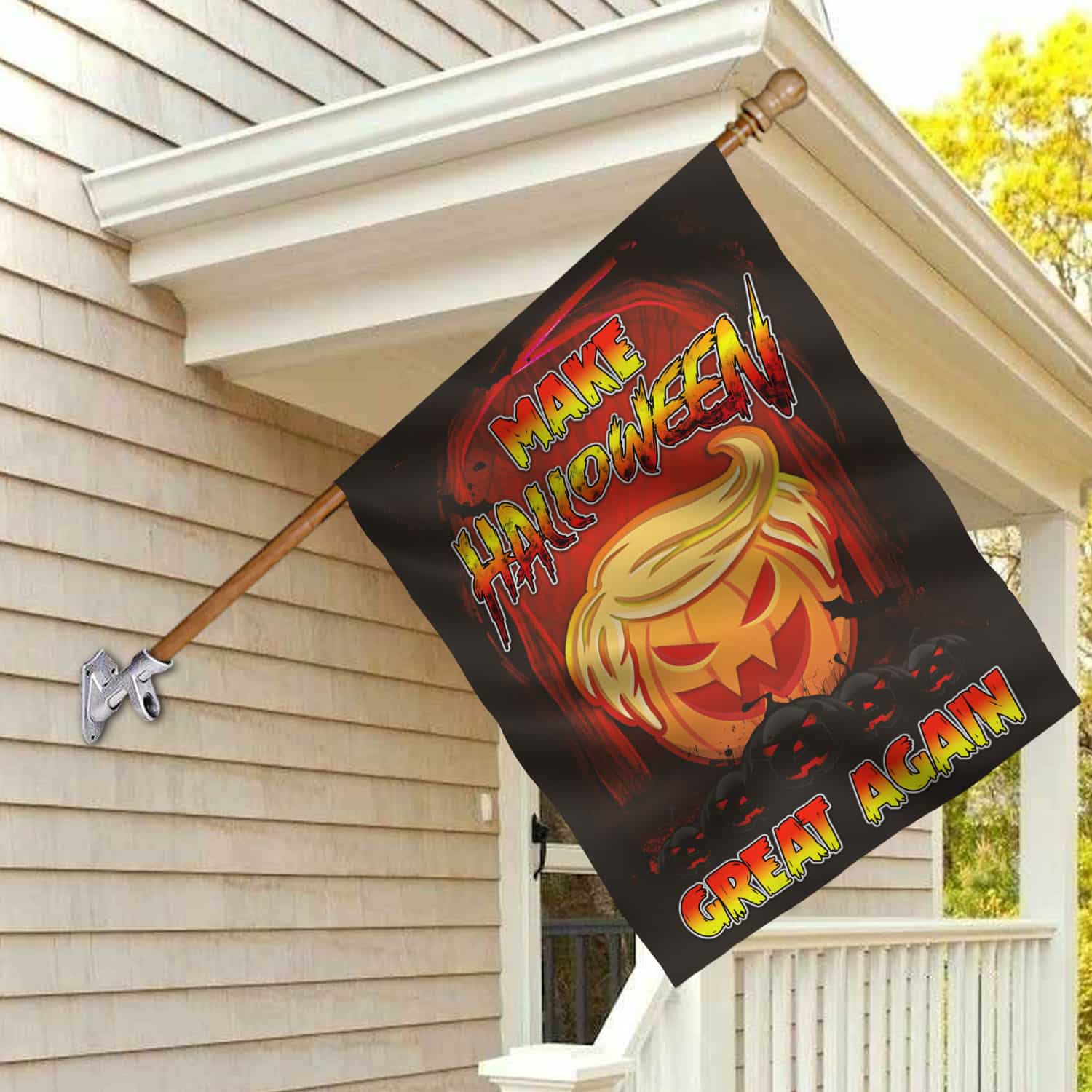 Funny Halloween Flag - Make Halloween Great Again with Trumpkin Jack-o'-Lantern Design-W240725-07-mk4